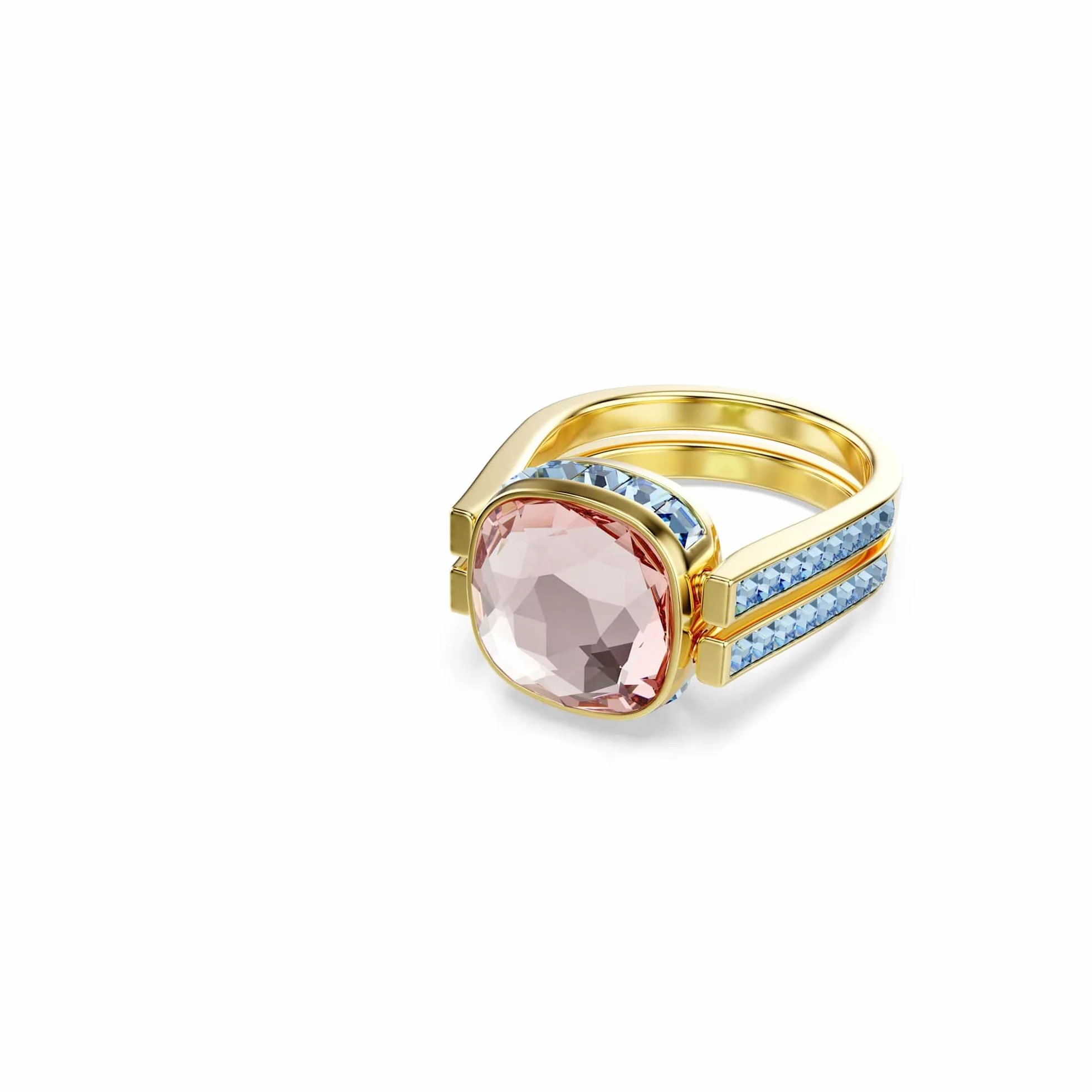 Swarovski Chroma Kolekcja pierścionek, szlif poduszkowy, wielokolorowy, pokryty w odcieniu złota
