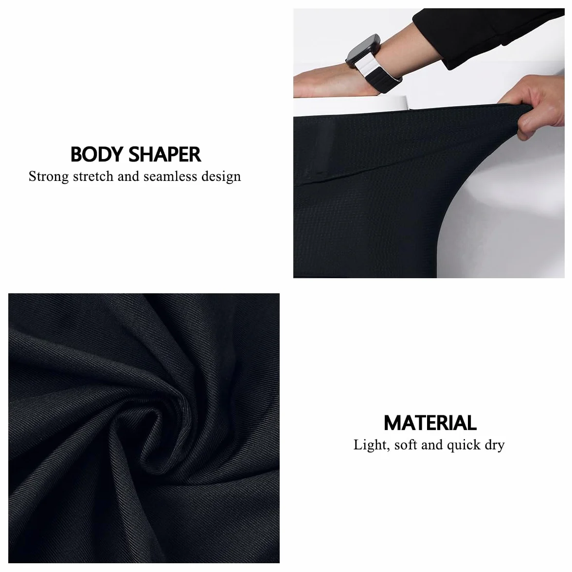 Casey Kevin Shapewear Boxerki wyszczuplające brzuch dla mężczyzn, body shaper, szorty kompresyjne, szorty wyszczuplające brzuch, spodnie męskie, bielizna męska, K1 - czarny, M