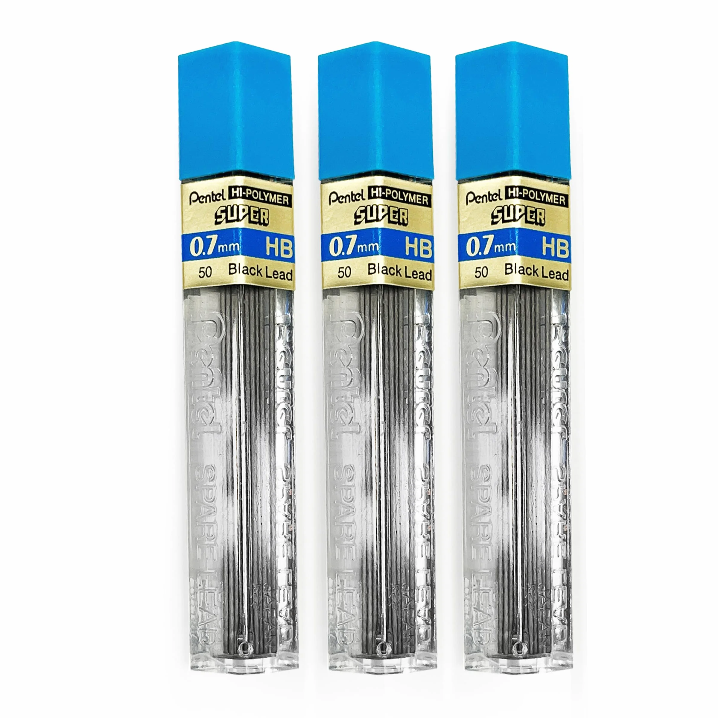 Pentel 0,7 mm rozmiar HB cień twardość wkład do ołówków zamiennych zamiennych przewodów Hi Pollymer Super do ołówków automatycznych i mechanicznych (opakowanie 3 tubek - 36 sztuk)