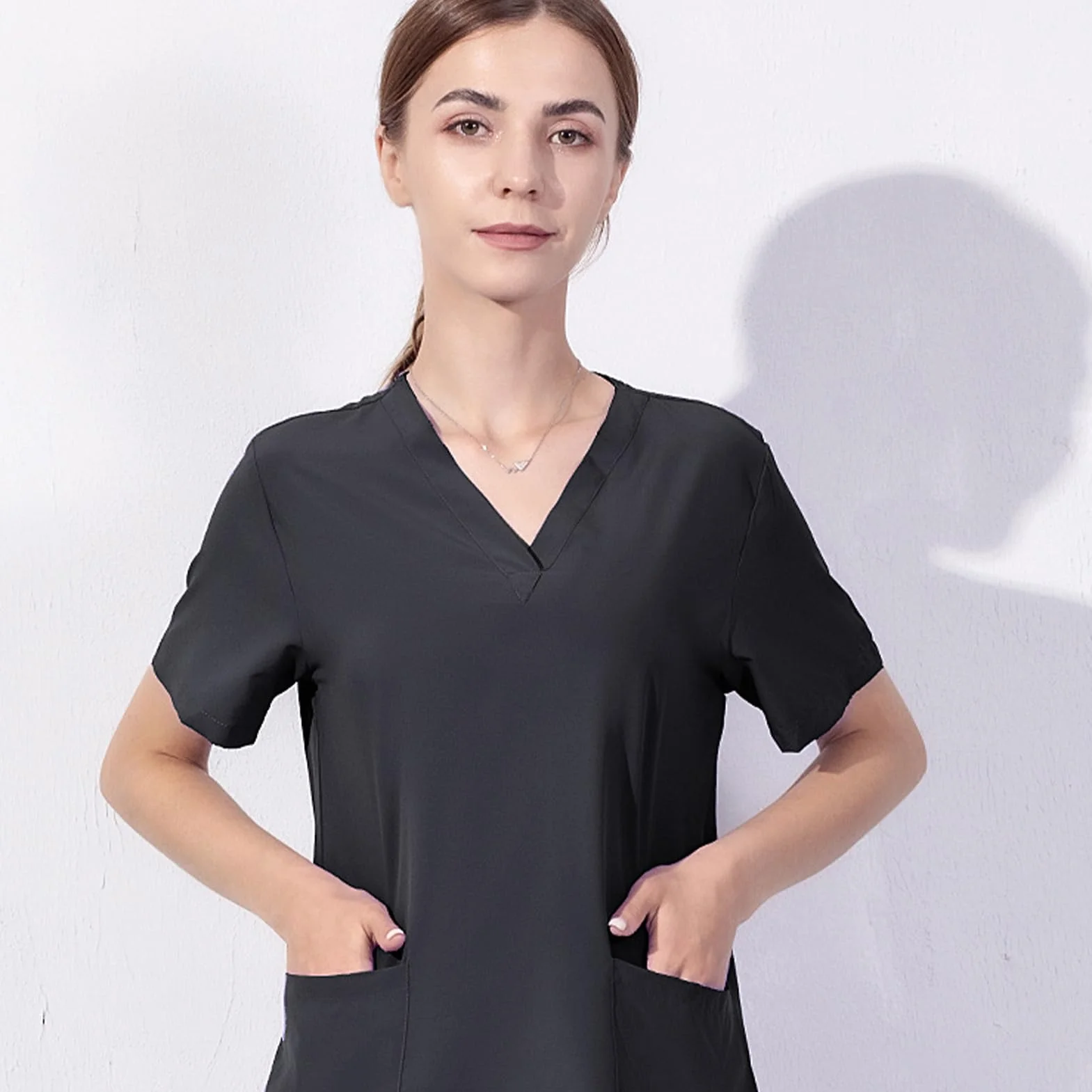 Nurses Scrubs Sets for Women | Soft Stretch V-Neck Top Uniforms with Pocket | Soft Stretch Scrubs Set Nurse Uniform, Doctor Working Clothing for Pet Hospital