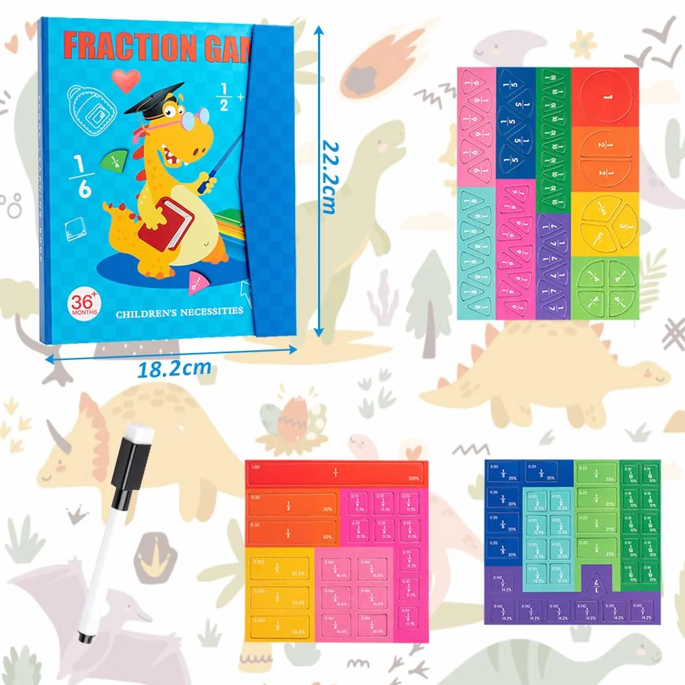 Płytki z frakcjami magnetycznymi, Montessori Magnetic Book Frraction, płytki magnetyczne, frakcje, płytki z frakcjami magnetycznymi, kręgami frakcji, frakcjami magnetycznymi