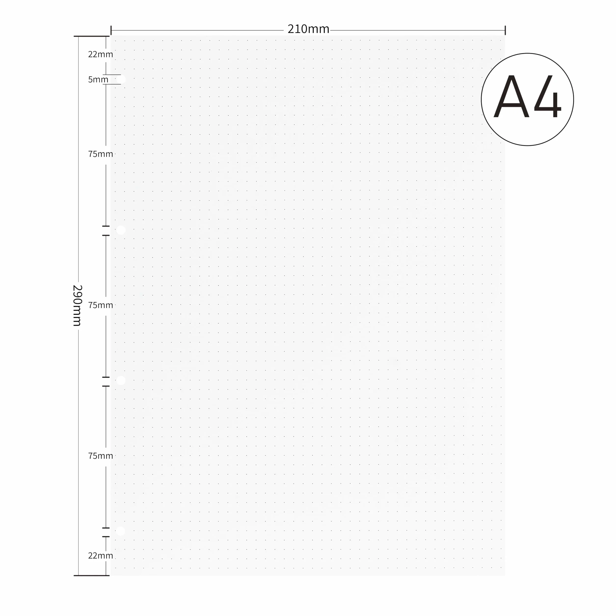 Papier uzupełniający format A4, 5 mm Punktematrix, 135 arkuszy segregatora 29 x 21 cm, 100 g/m² z 4 otworami, idealny do biura, nauki i kreatywności