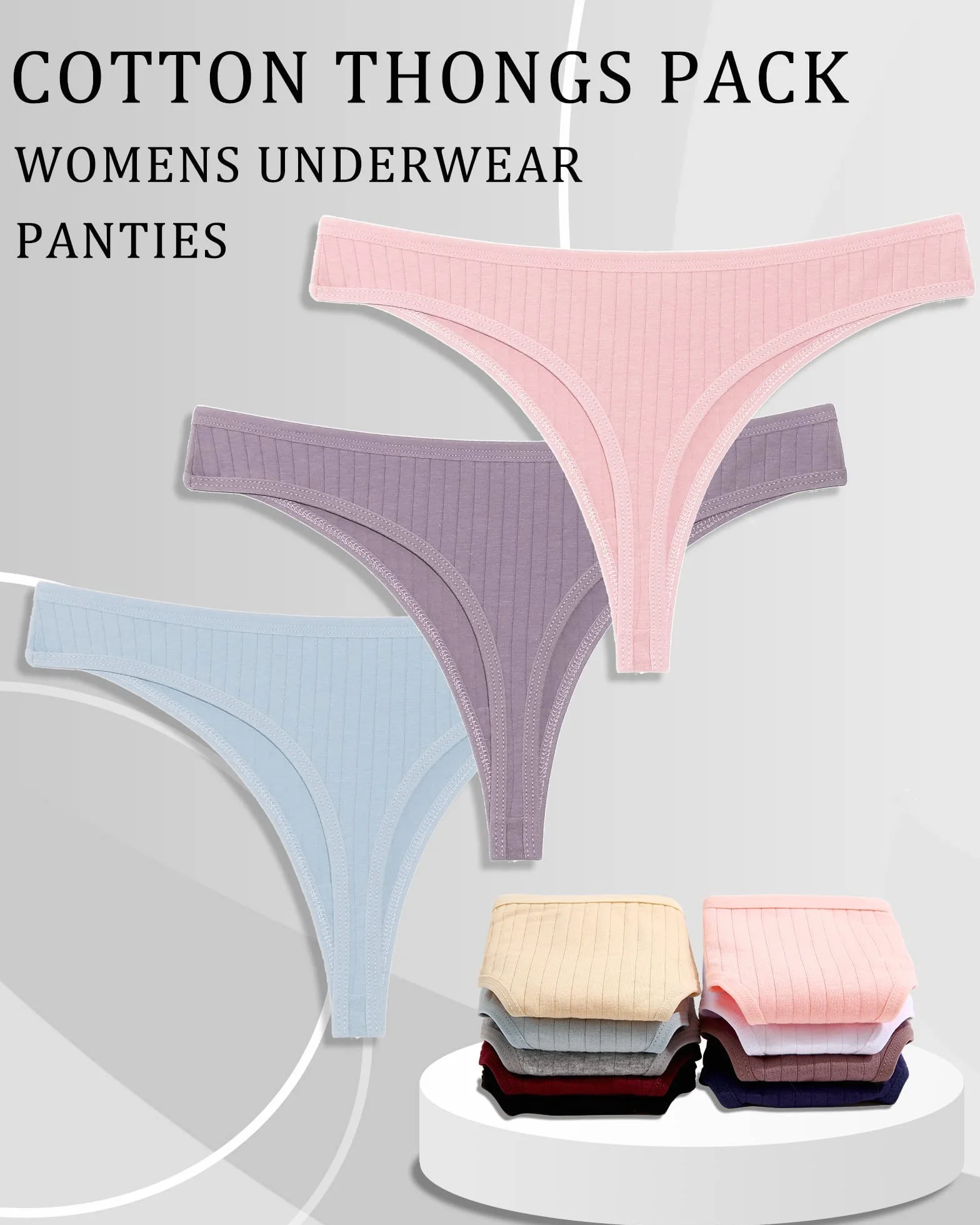 BeReady Zestaw 6 stringów damskich, bawełniane, seksowne majtki dla kobiet, seksowne majtki dla kobiet, bielizna typu stringi, wielopak, rozmiar S-XL