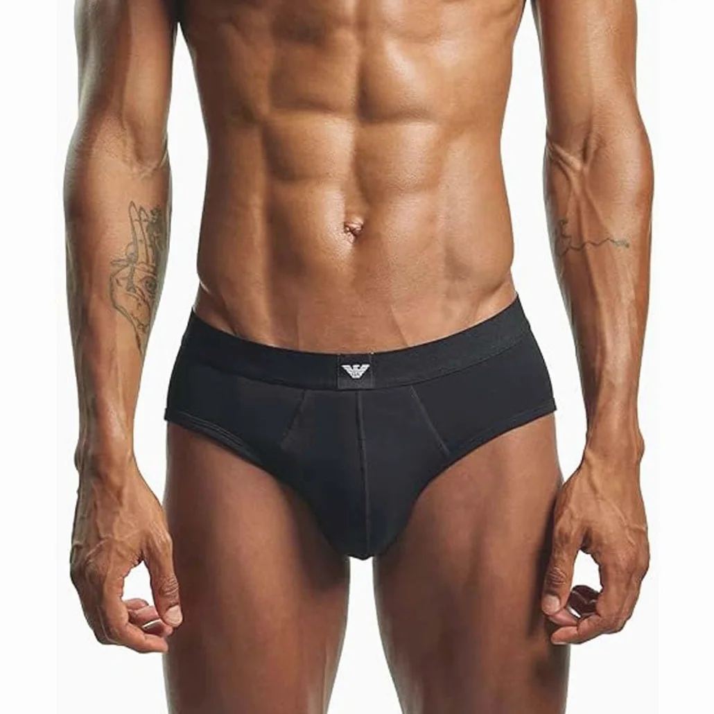 EMPORIO ARMANI Męskie Essential LOGOLABEL 3-pak, czarne, XL, Czarny, XL