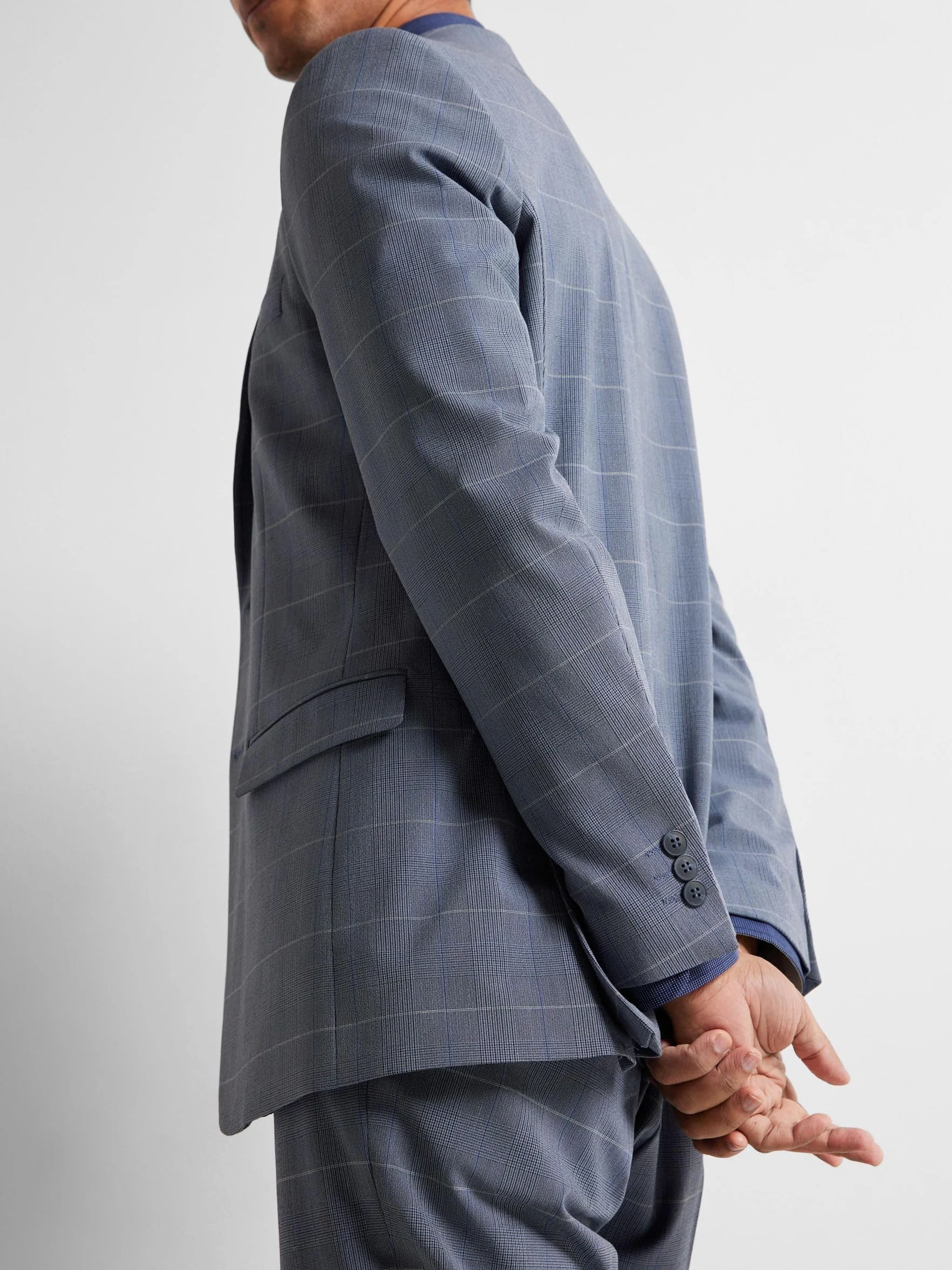 SELECTED HOMME Blezerek Mężczyźni Slhslim-liam Blue Check Blz Flex
