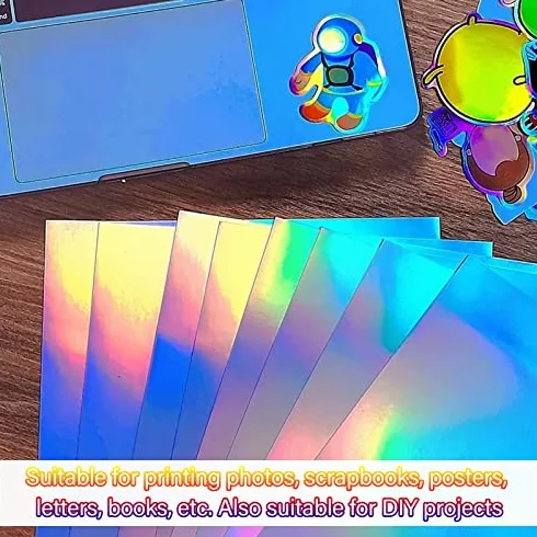 Papier do Naklejek Holograficznych, 22 Arkusze A4 Papier do Naklejek Holograficznych do Druku 8 X 12 Cali do Drukarek Atramentowych, Kserokopiarek, Drukarek Laserowych,
