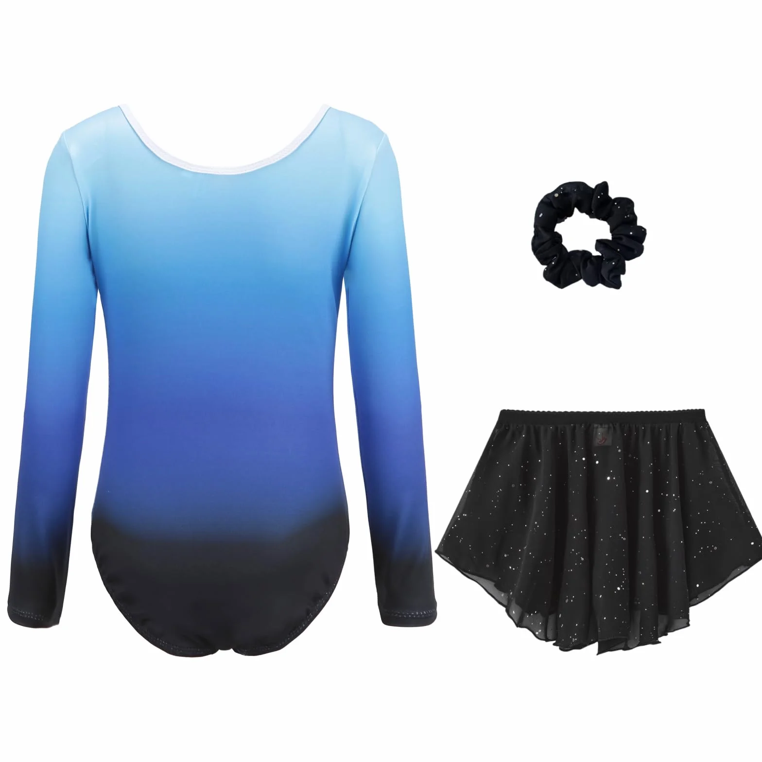 Dziewczęce trzyczęściowe trykoty gimnastyczne, gradient, zestaw z szortami, opaska na głowę, brokat, bez rękawów, do tańca, baletu, gimnastyki sportowej dla małych dziewczynek, 5-12 lat