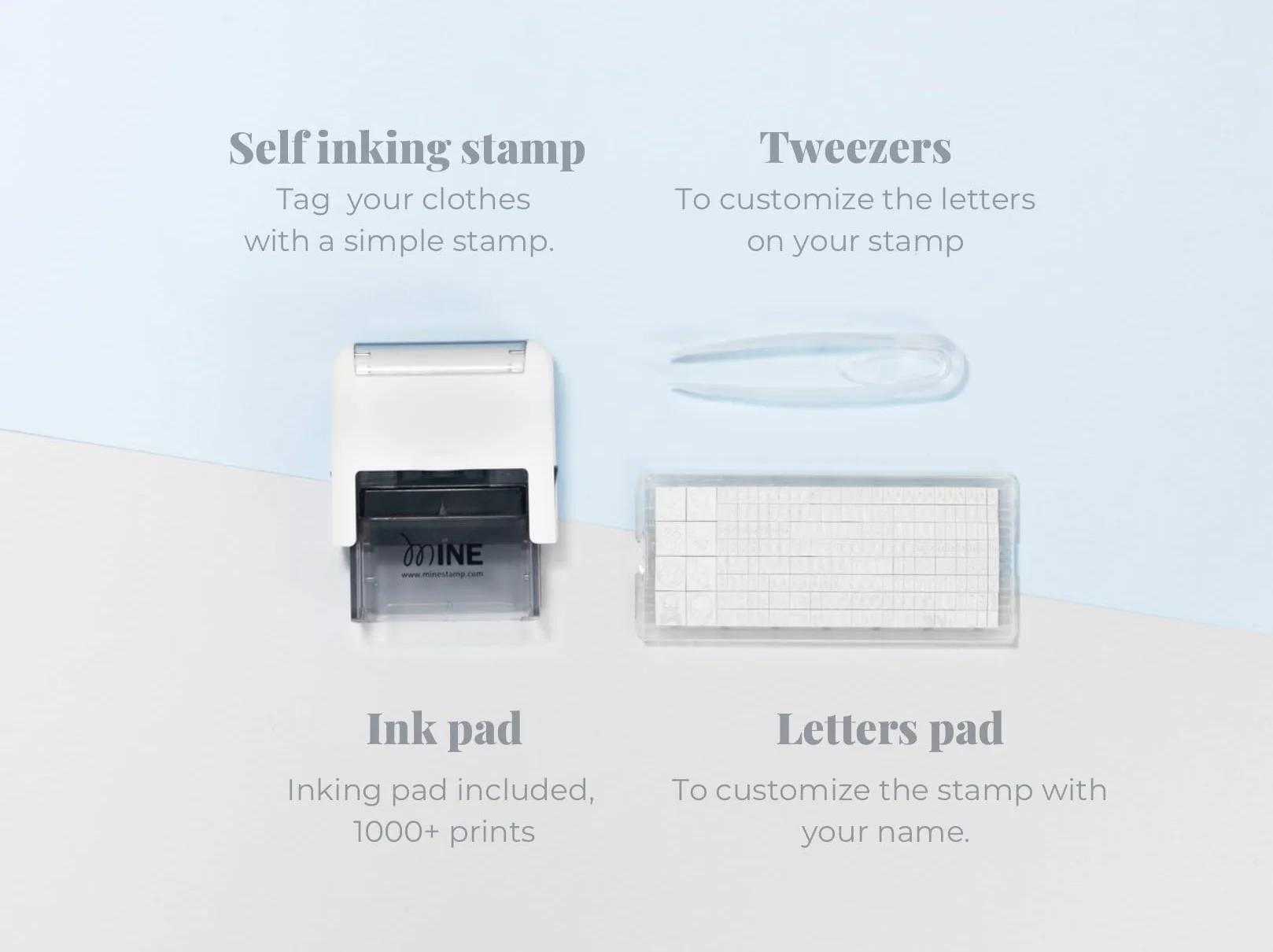 Mine Stamp - Kompaktowy stempel do ubrań i książek | Personalizowana kompaktowa pieczątka dla ubrań dorosłych i dzieci | Spersonalizowana pieczątka z imieniem dla ubrań dziecięcych