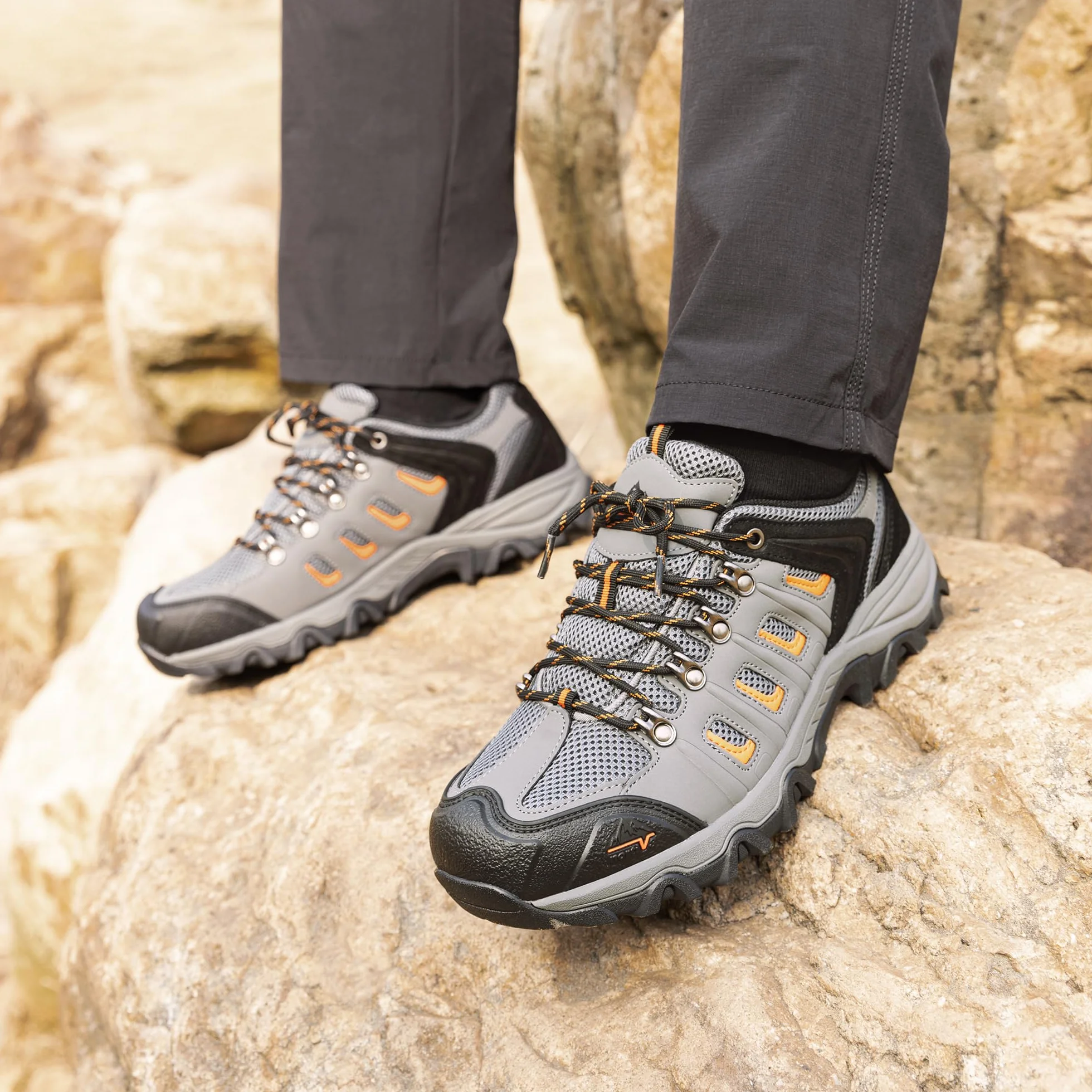 NORTIV 8 Męskie wodoodporne buty turystyczne, skórzane, niskie buty turystyczne do aktywności na świeżym powietrzu, trekkingu, na kemping, spacery