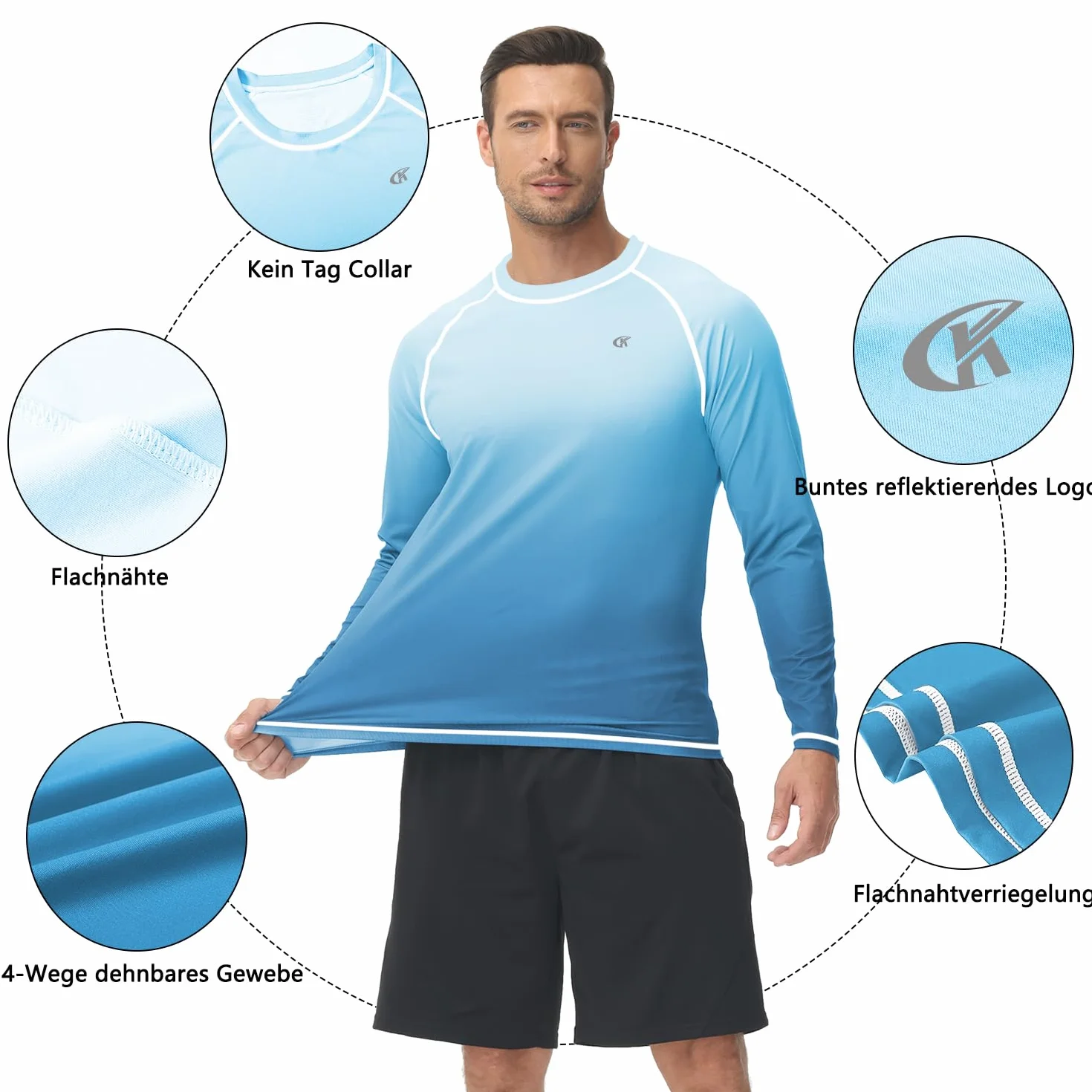 Huayuzh Męska Koszulka Rashguard z Długim Rękawem, Szybkoschnąca, Oddychająca, Do Pływania, Surfowania, Wędkarstwa i Wędrówek