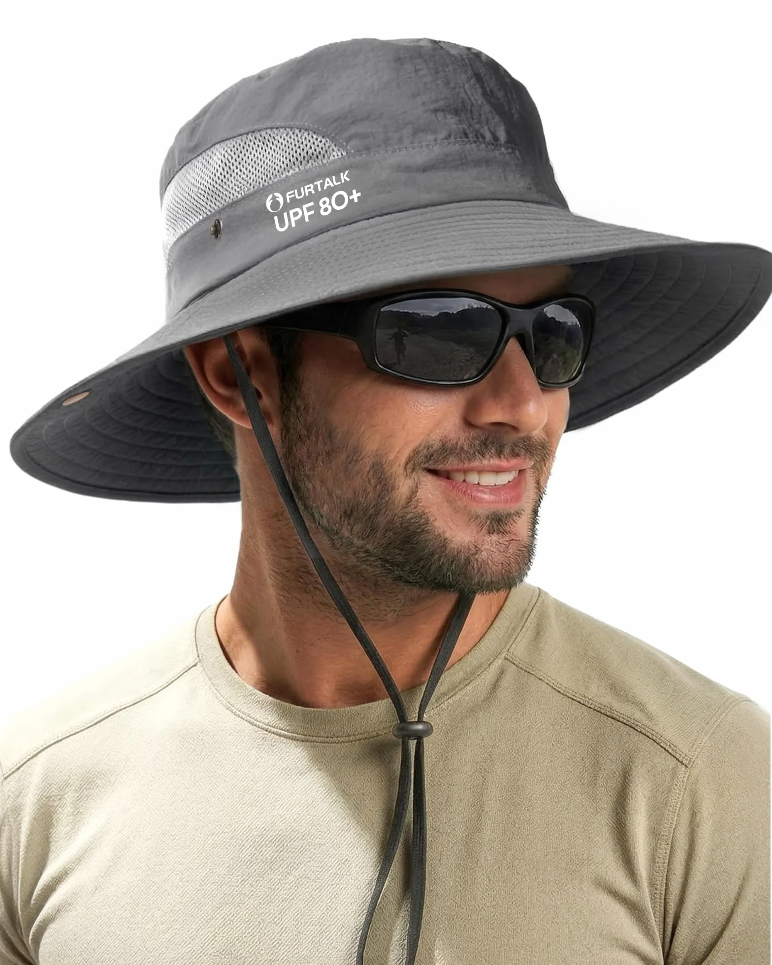 FURTALK Męski kapelusz przeciwsłoneczny typu bucket UPF 80+ szerokie rondo wędrówki wędkarstwo plaża czapki outdoorowe