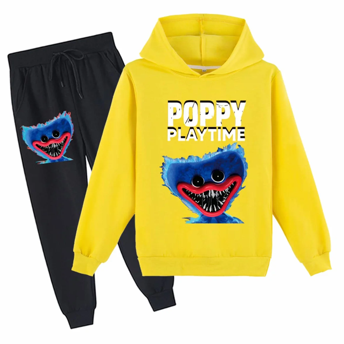 Poppy Playtime Huggy Wuggys Kids 2-częściowy zestaw bluzy z kapturem i spodnie dresowe na co dzień dres bluza zestaw dla chłopców dziewcząt