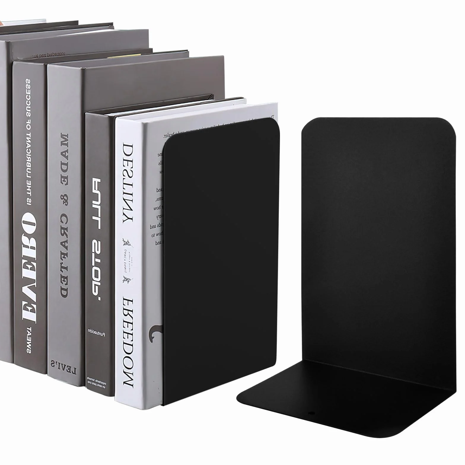 TNSLAND Podpórka Na Książki Z Metalu (Zestaw 4 Szt.) 14 x 10 x 20 cm | Uchwyt, Organizer Dla Dzieci, Biuro, Regał | Elegancki, Wytrzymały Metal o Stylowym Wzornictwie, Chroni