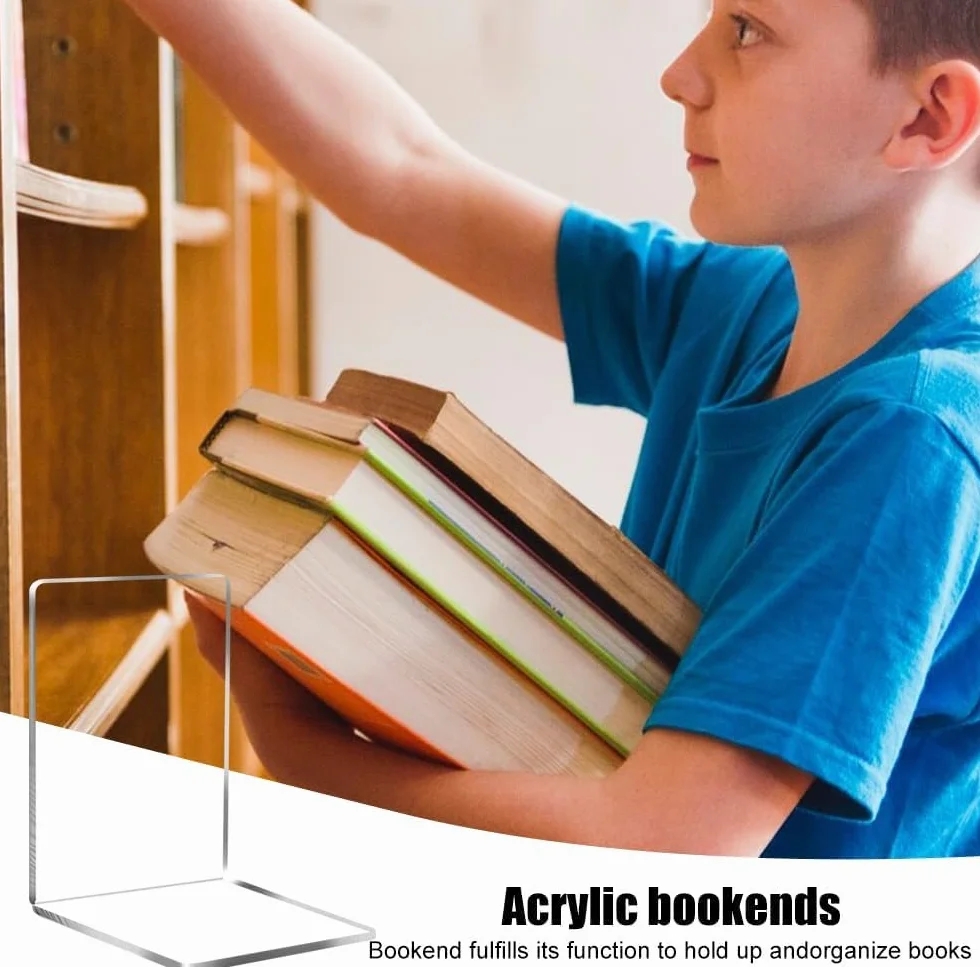 Zestaw przezroczystych akrylowych podstawek do książek - 8 sztuk do szkoły, domu, biura, biblioteki, sypialni i organizacji biurka