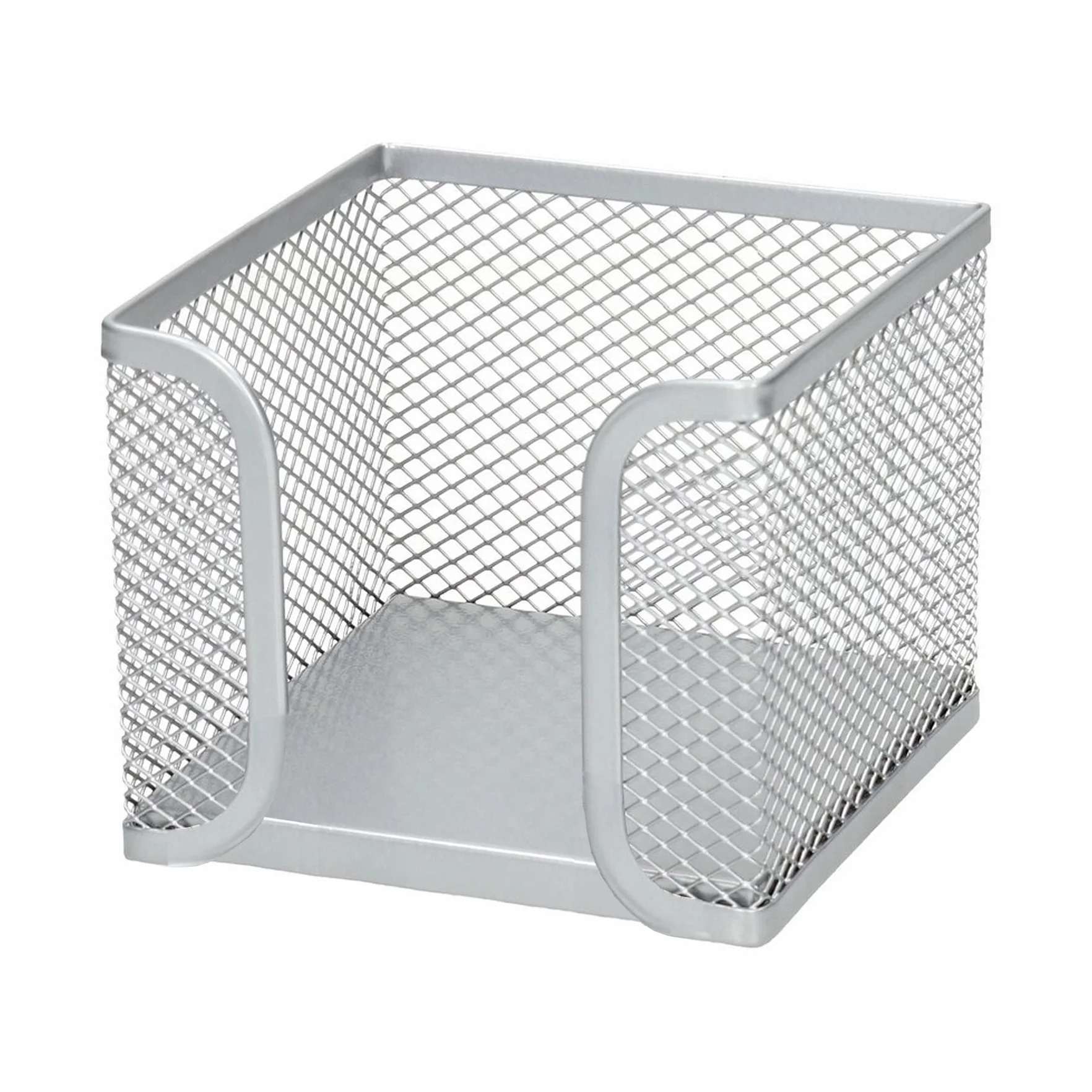 D.RECT Pudełko na karteczki z siatki z 700 arkuszami papieru do notatek (85 x 85 x 80 mm), skrzynka na karteczki, siatka o wyglądzie metalu, 95 x 95 x 80 mm, srebrne