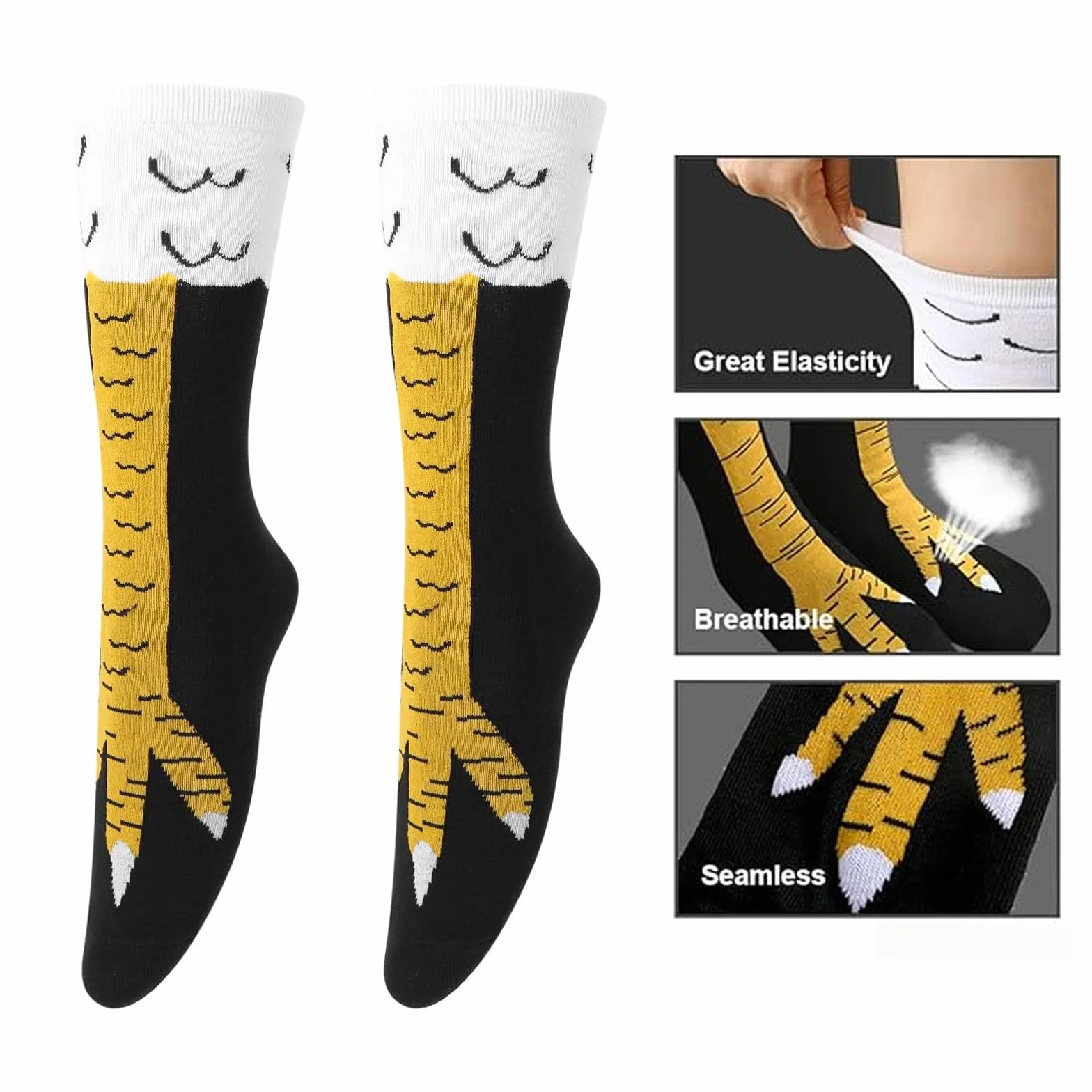 Yamobi Skarpety z kurczakiem, zabawne skarpety z kurczakiem, skarpety uciskowe dla kobiet, zabawne skarpety z kurczaka, długie skarpety na cosplay, imprezę, wielokolorowe, rozmiar L