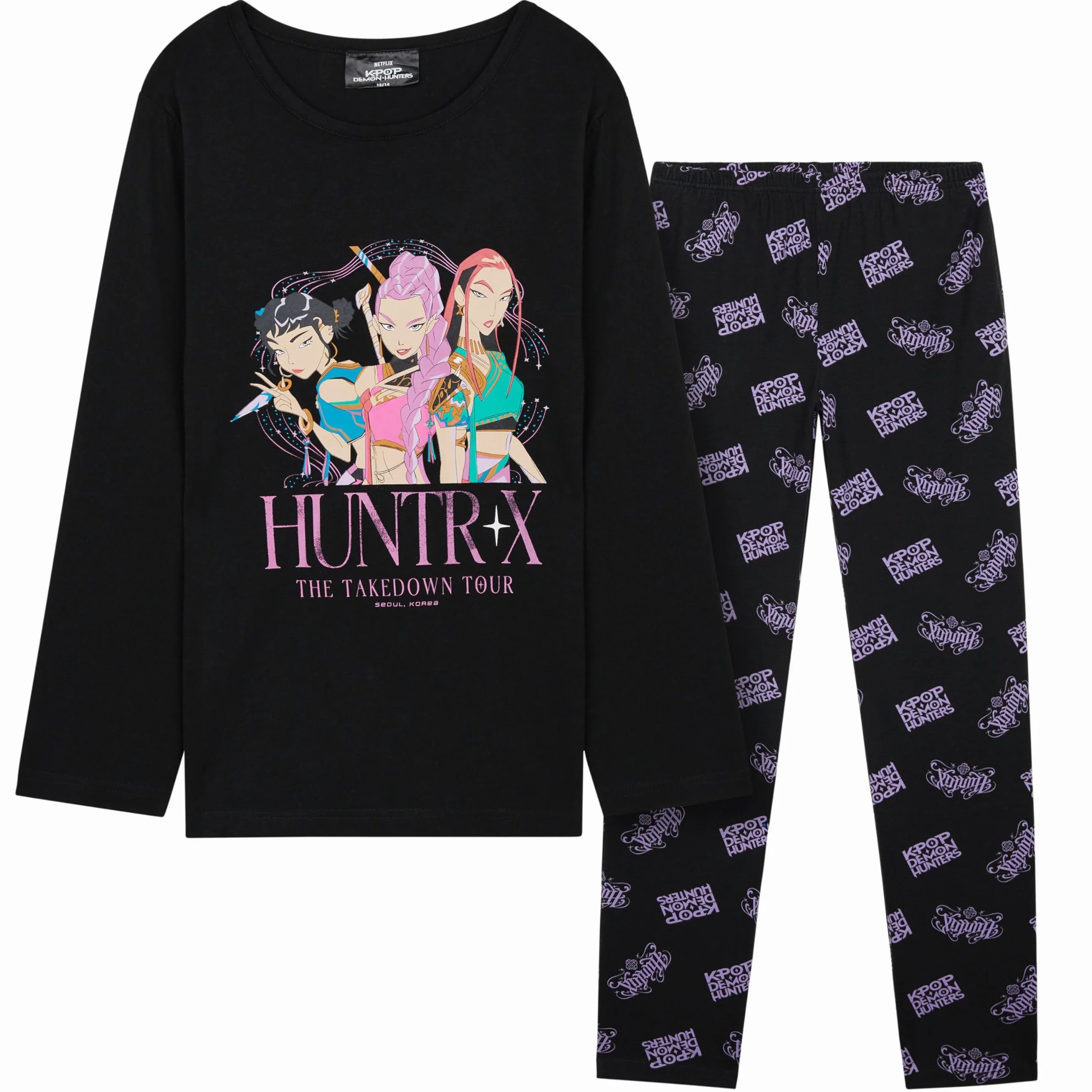 KPop Demon Hunters Oficjalna piżama dziewczęca i nastolatka 5-14 lat, miękki top i długie spodnie, kawaii pomysł na przytulny prezent dla dziewczyn