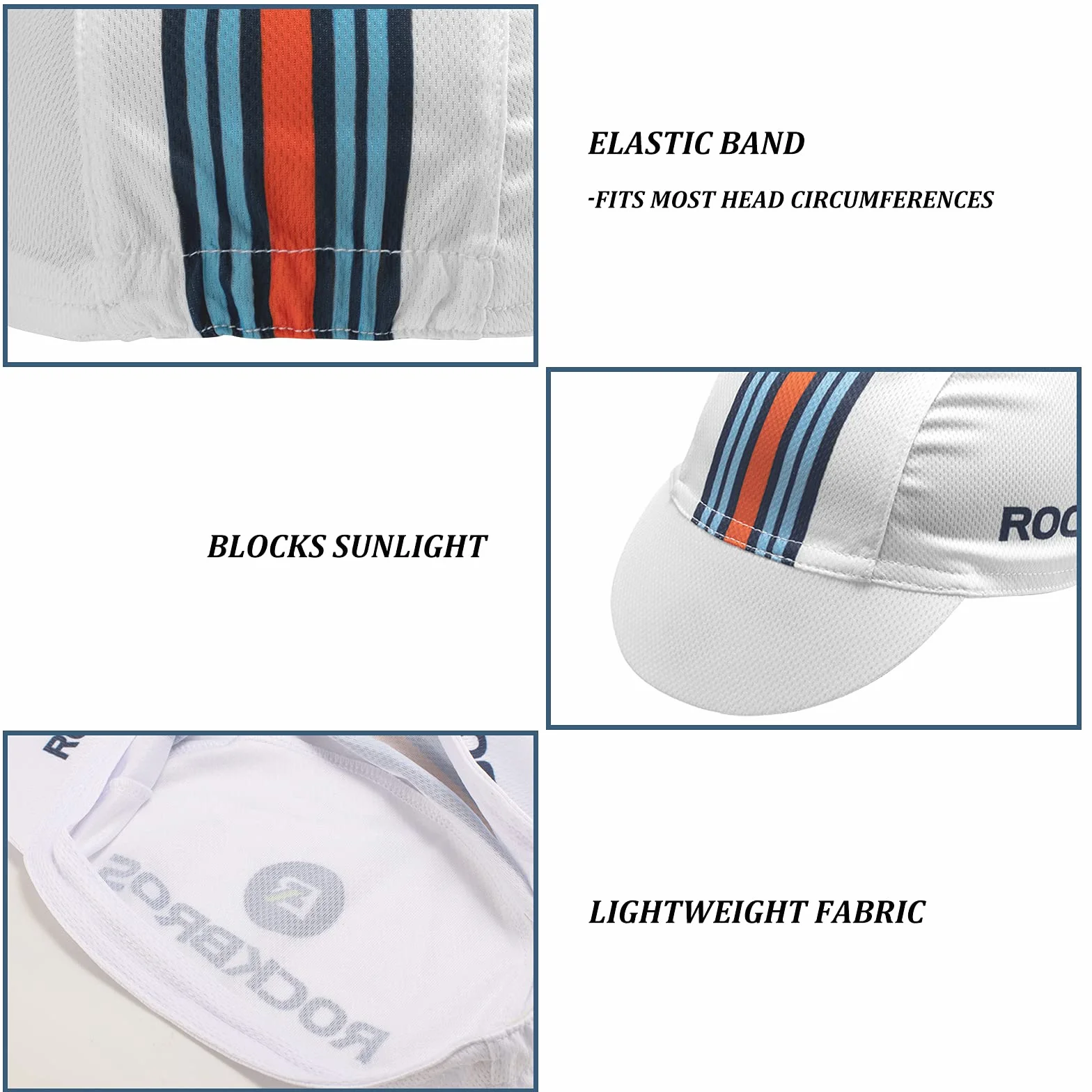 ROCKBROS Czapka Rowerowa, Czapka na Rower, Wiosna, Lato, Ochrona przed Promieniowaniem UV, Czapka pod Kask do Sportów Outdoorowych, Jazdy na Rowerze, Wspinaczki, Wędkowania Unisex, 62