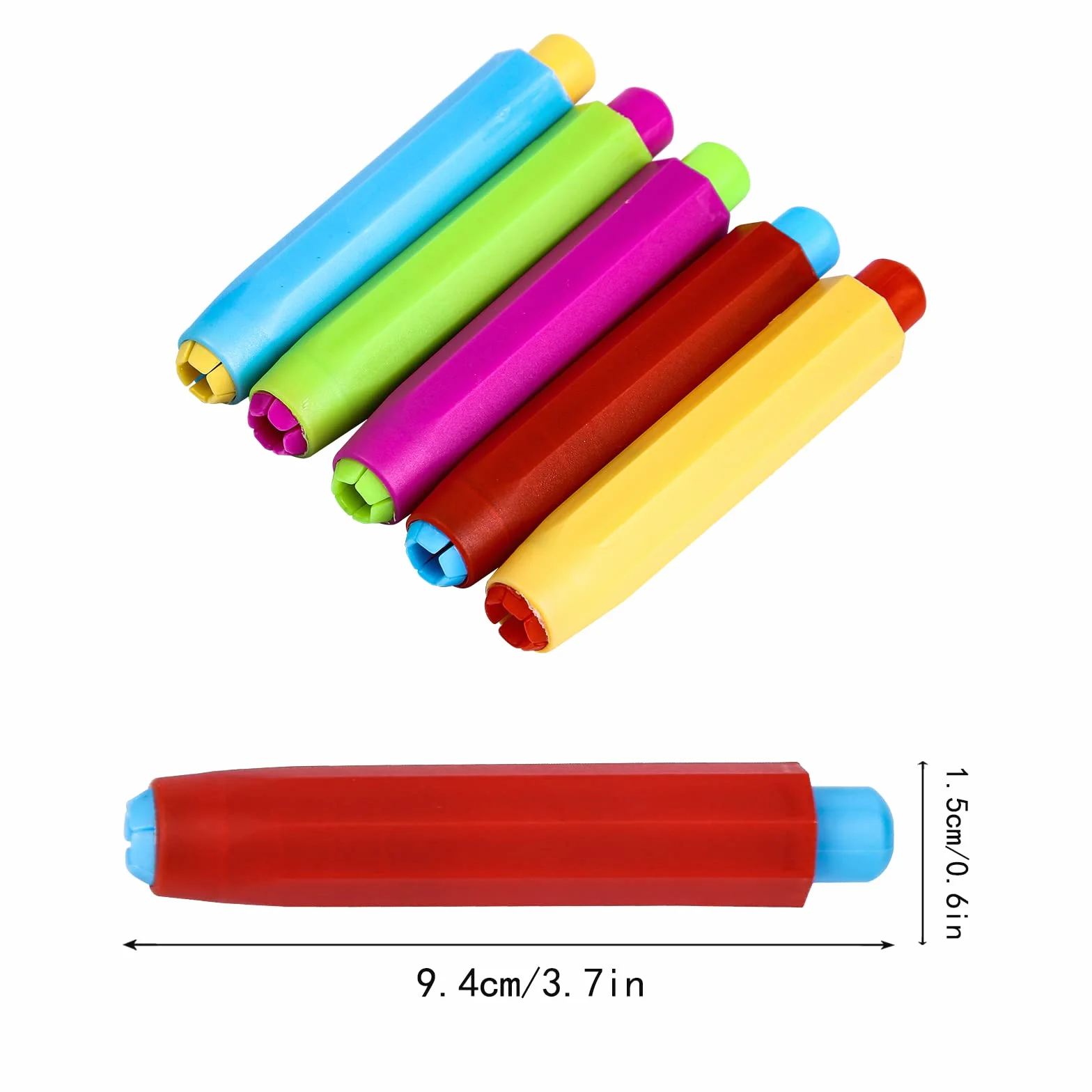 5szt Uchwyty na Krede, Regulowany Uchwyt na Krede z Twardym Etui do Przechowywania Kolorze Czerwonym Rózowym Niebieskim Zóltym Zielonym dla Nauczycieli Uczniów Biura Klasy (Nie Zawiera Kredy)