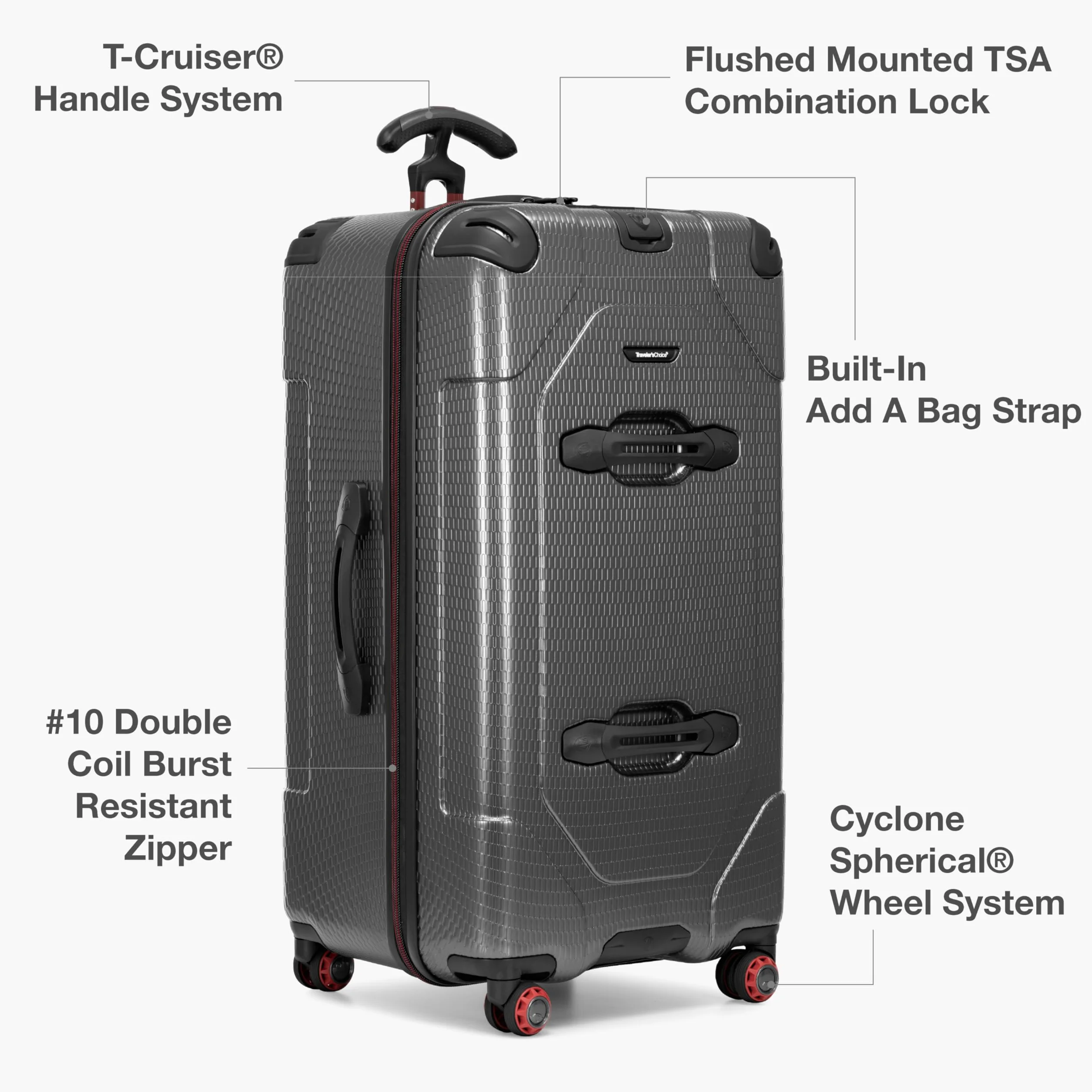 Traveler's Choice Maxporter II twarda walizka bagażowa z poliwęglanu z kołami obrotowymi, Szary, 30" Trunk Luggage