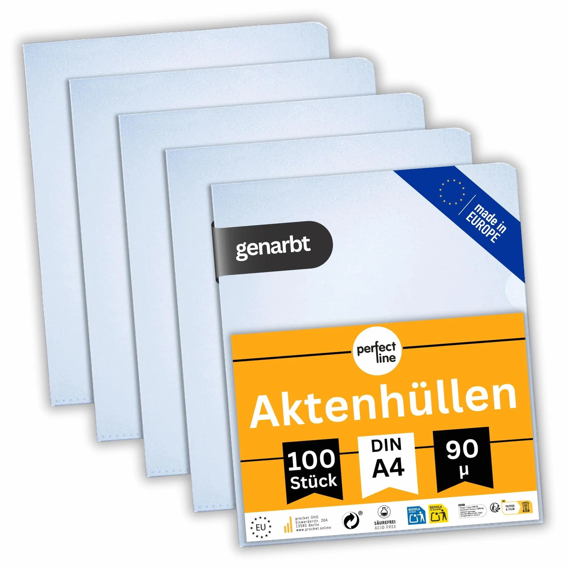 perfect line • 100 koszulek DIN A4 przezroczystych, groszkowanych, odpornych na uszkodzenia dokumentów