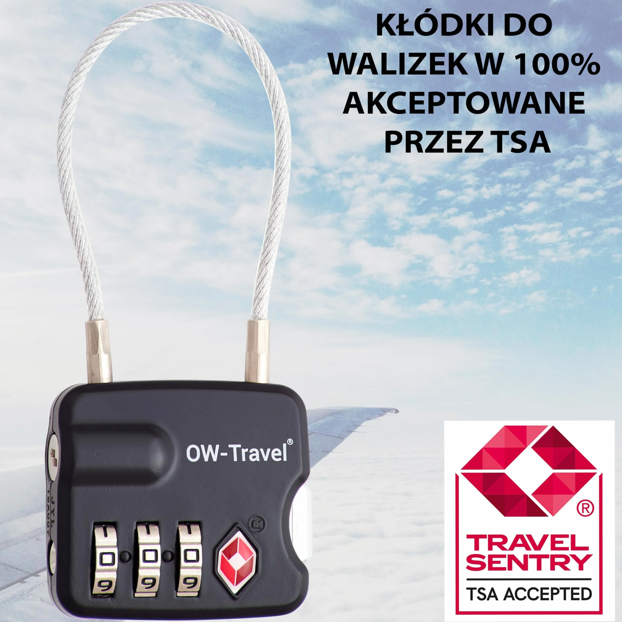 OW-Travel TSA Kłódka z Linką i Zamkiem Szyfrowym (Zestaw 2 Czarnych) 3 Cyfrowe Kłódki Walizkowe. Kłódka na szyfr na Plecak, Walizkę, Bagaż, Kłódki Szyfrowe Bagażowe, Szafek na Siłownię