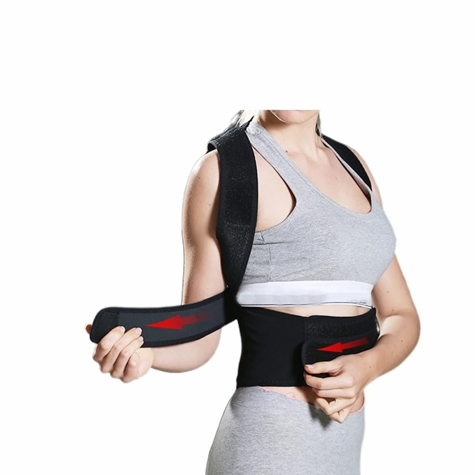 Korektor postawy ze stopu skolioza Brace gorset kręgosłupa czarny rozmiar L 43 cm