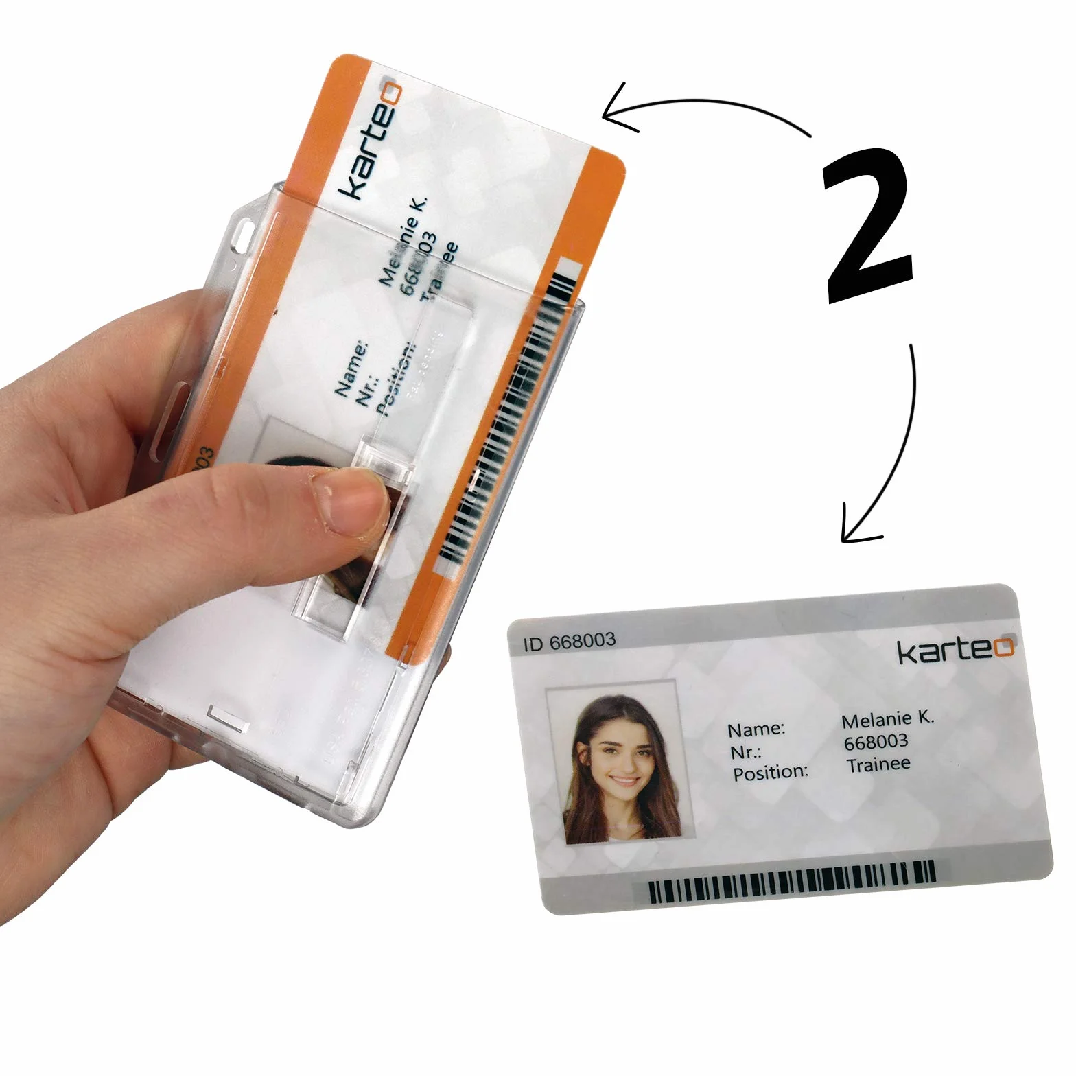 Etui na 2 identyfikatory uchwyt poziomy przezroczysty uchwyt na identyfikator z twardego plastiku z 2 suwakami na legitymacje służbowe