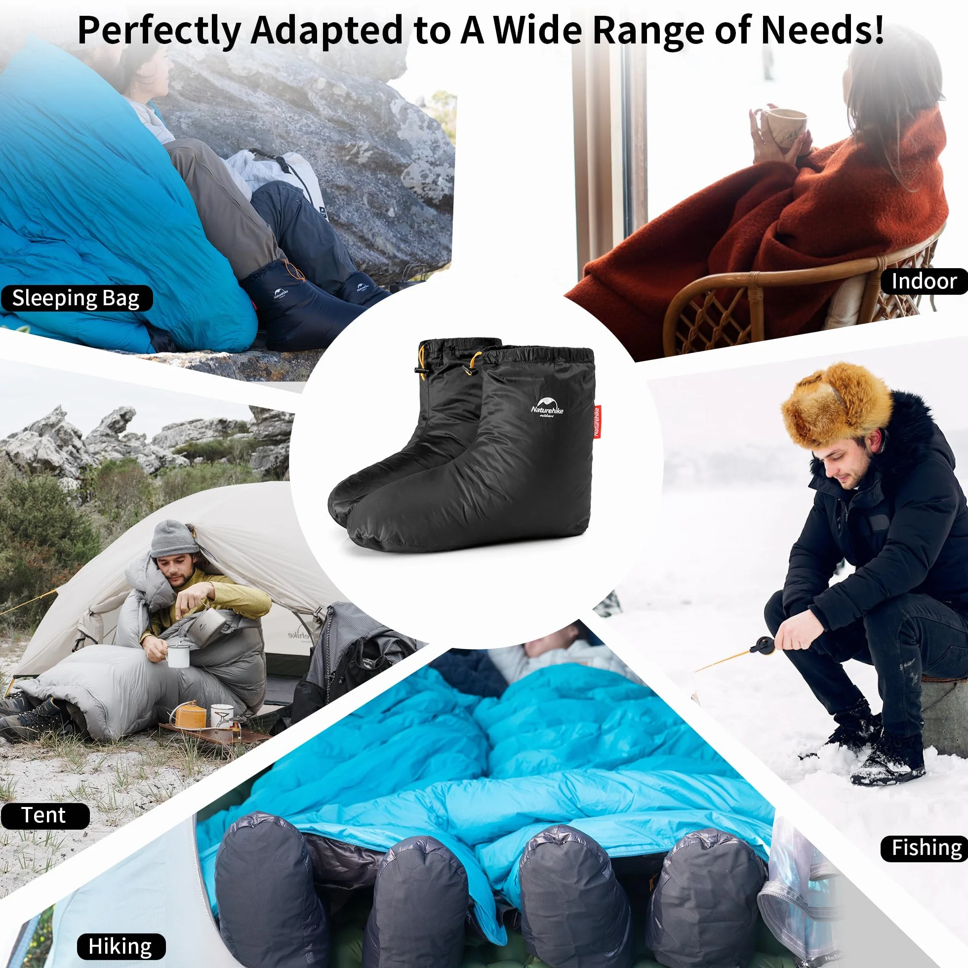 Naturehike Feather Shoes Ciepłe Skarpety puchowe Outdoor/Indoor Wodoodporne zimowe skarpety z gęsiego puchu Sypialnia Biuro Antypoślizgowe Super Ciepłe narty Snowboard Jazda konna
