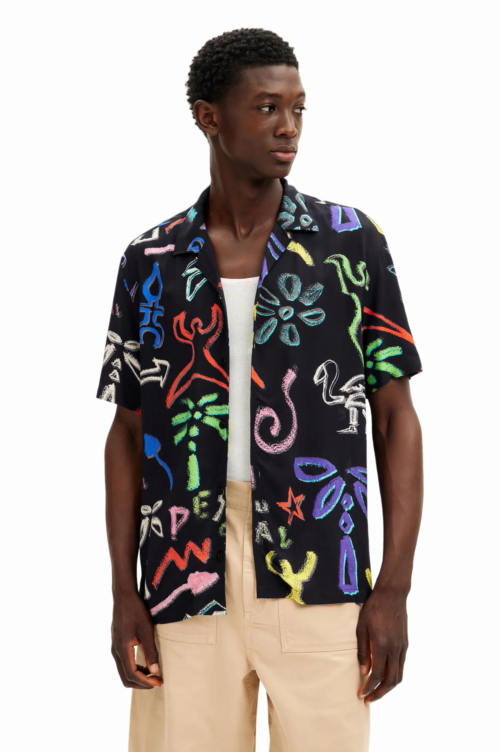 Desigual Koszulka Mężczyźni Męska Tkana Koszulka Z Krótkim Rękawem