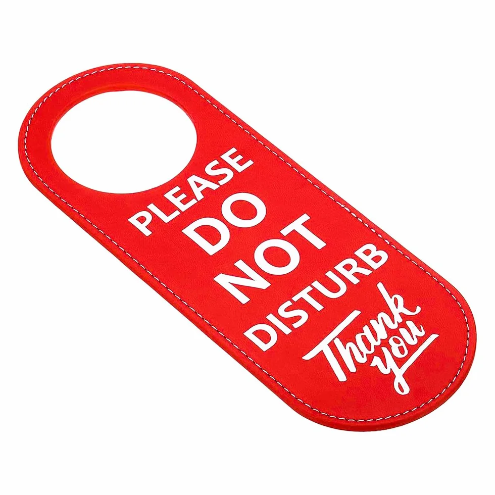 Znak "Do Not Disturb" wieszak na drzwi, opakowanie ze skóry PU, dwustronna gałka do drzwi, znak prywatności do biura, spotkania domowego, czerwony