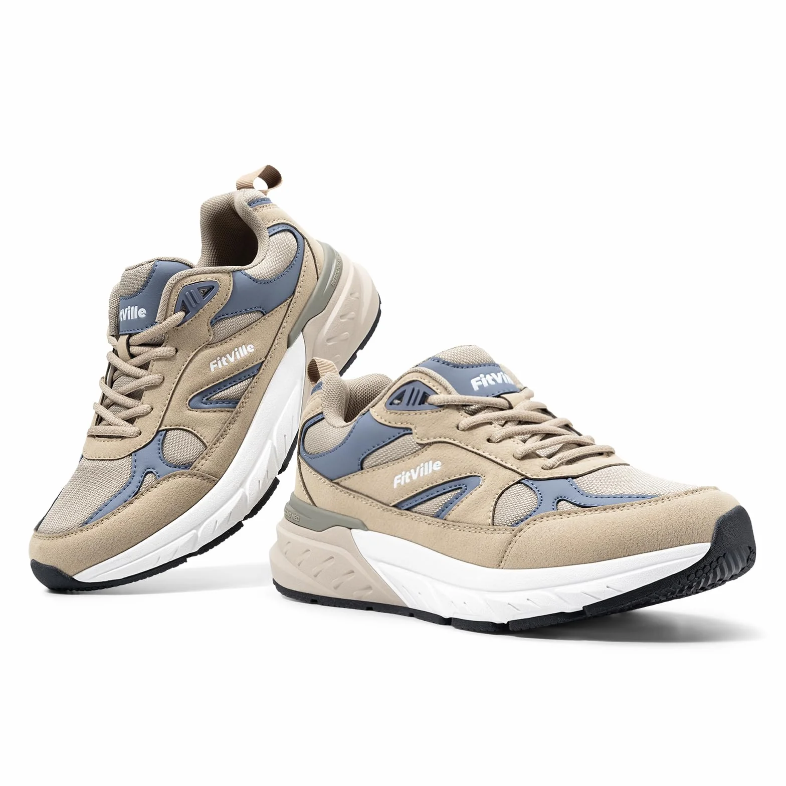 FitVille Sneakers Męskie buty do biegania Extra Wide Buty sportowe Antypoślizgowe trampki Oddychające buty do biegania po drodze Jogging chodzenia Szerokie stopy