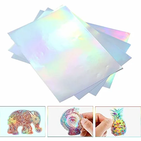 Papier do Naklejek Holograficznych, 22 Arkusze A4 Papier do Naklejek Holograficznych do Druku 8 X 12 Cali do Drukarek Atramentowych, Kserokopiarek, Drukarek Laserowych,