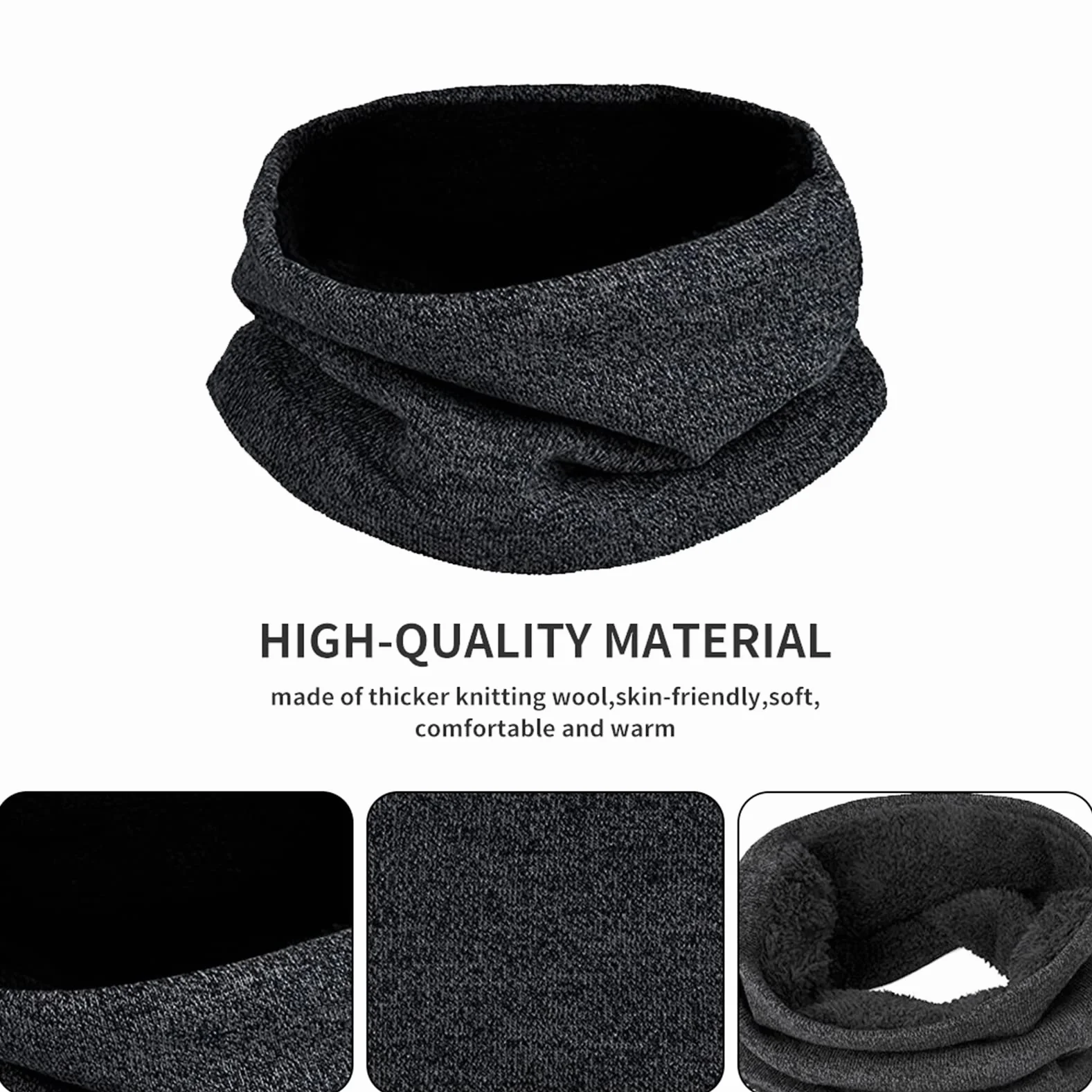 Komplet czapka szalik rękawiczki dla mężczyzn i kobiet, na zimę, z dzianiny, termiczny beanie, snood i rękawiczki z ekranem dotykowym, miękka podszewka z polaru, czapka zimowa dla mężczyzn i
