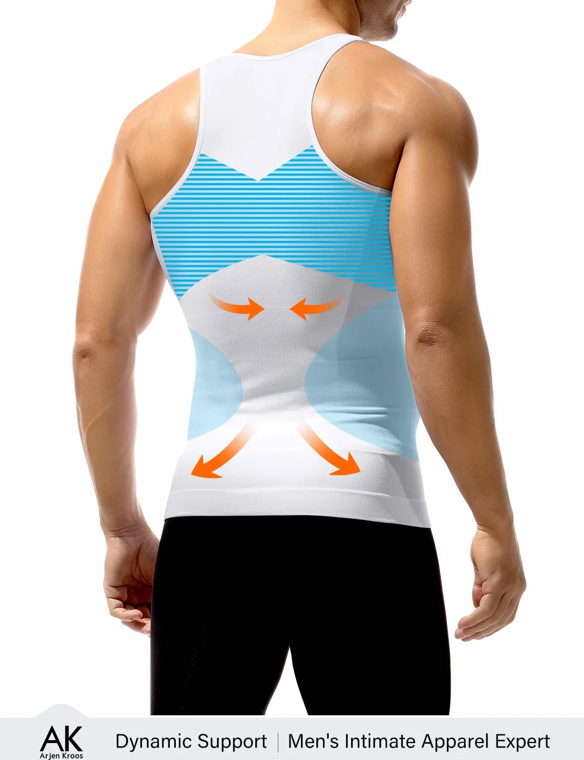 Arjen Kroos Shapewear męska koszulka kompresyjna, elastyczna, wyszczuplająca brzuch, podkoszulek funkcyjny, bez rękawów, A2-biały, XL