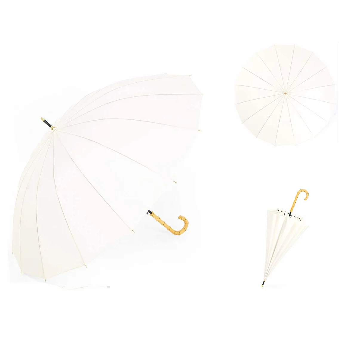 ThreeH bambusowy uchwyt parasol golfowy automatyczny, otwarty uchwyt, drewniany haczyk, parasol KS08