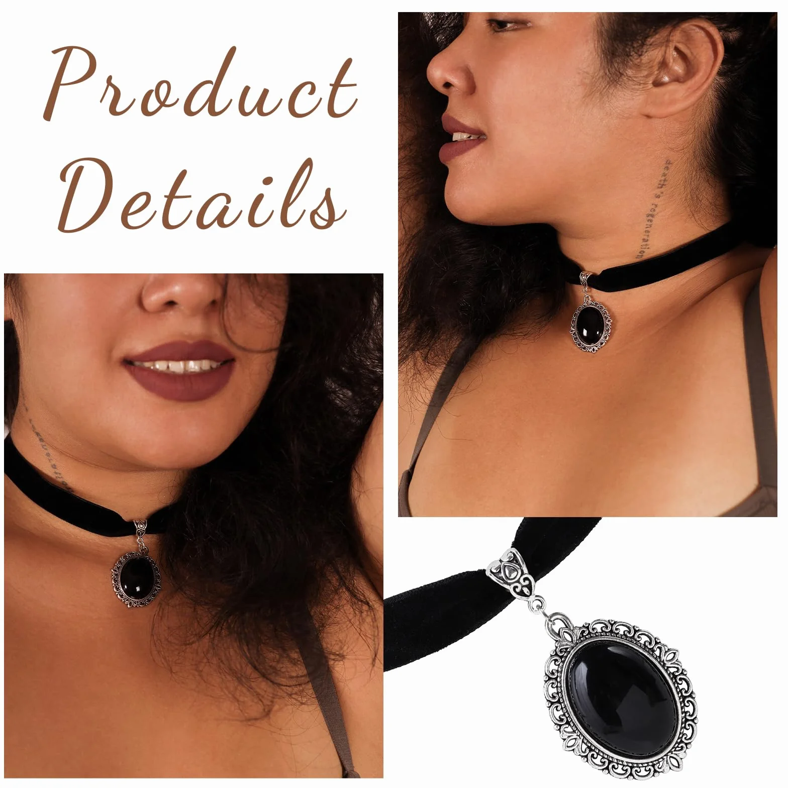 Moguri® Czarny aksamit vintage gotycki wiktoriański naszyjnik choker - prezent świąteczny dla dziewcząt, matek, przyjaciół, L, Cynk