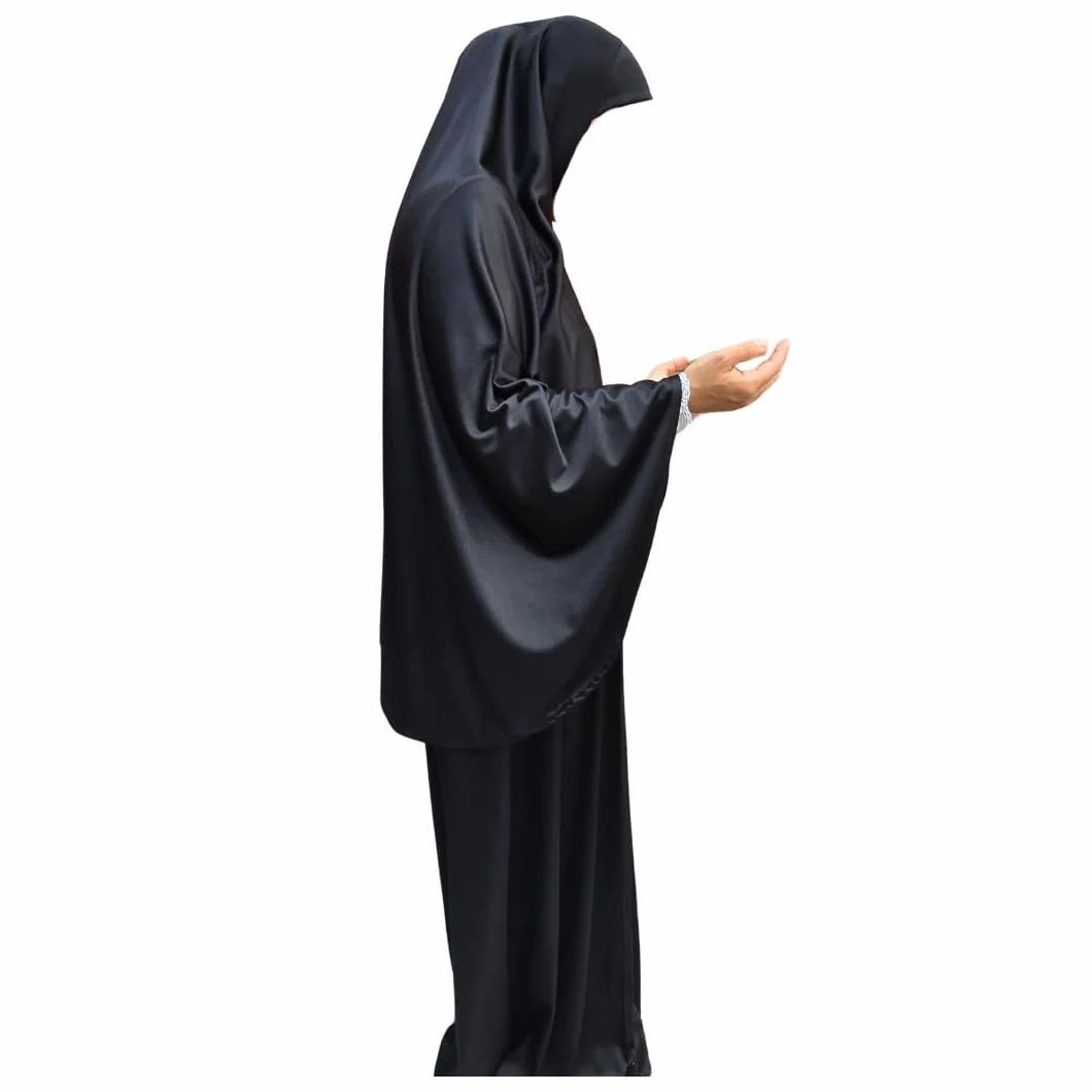 Zestaw modlitewny dwuczęściowy (khimar + spódnica) jeden rozmiar wciągana chusta na głowę elastyczna lycra idealna na co dzień/do domu/pracy/podróży/hadżdż/umrah/meczet/madrasa/ramadan/eid/prezent
