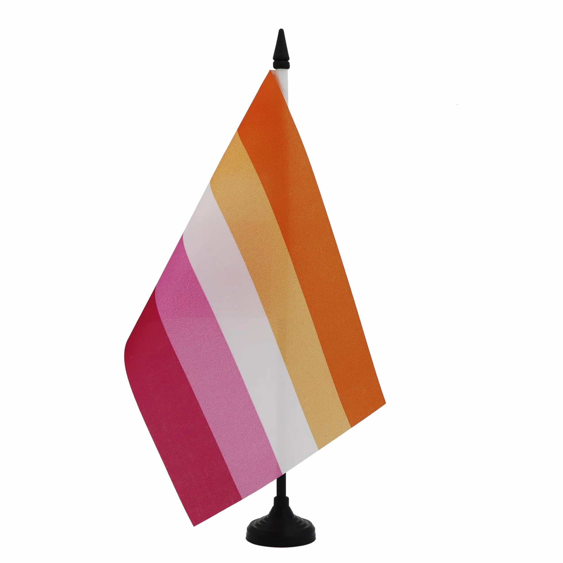 AZ FLAG - Lesbijska flaga stołowa 5 pasków 21x14 cm - Mała flaga biurowa Lgbt Lesbian Pride 100% poliester z 25 cm maczugą i czarną plastikową podstawą