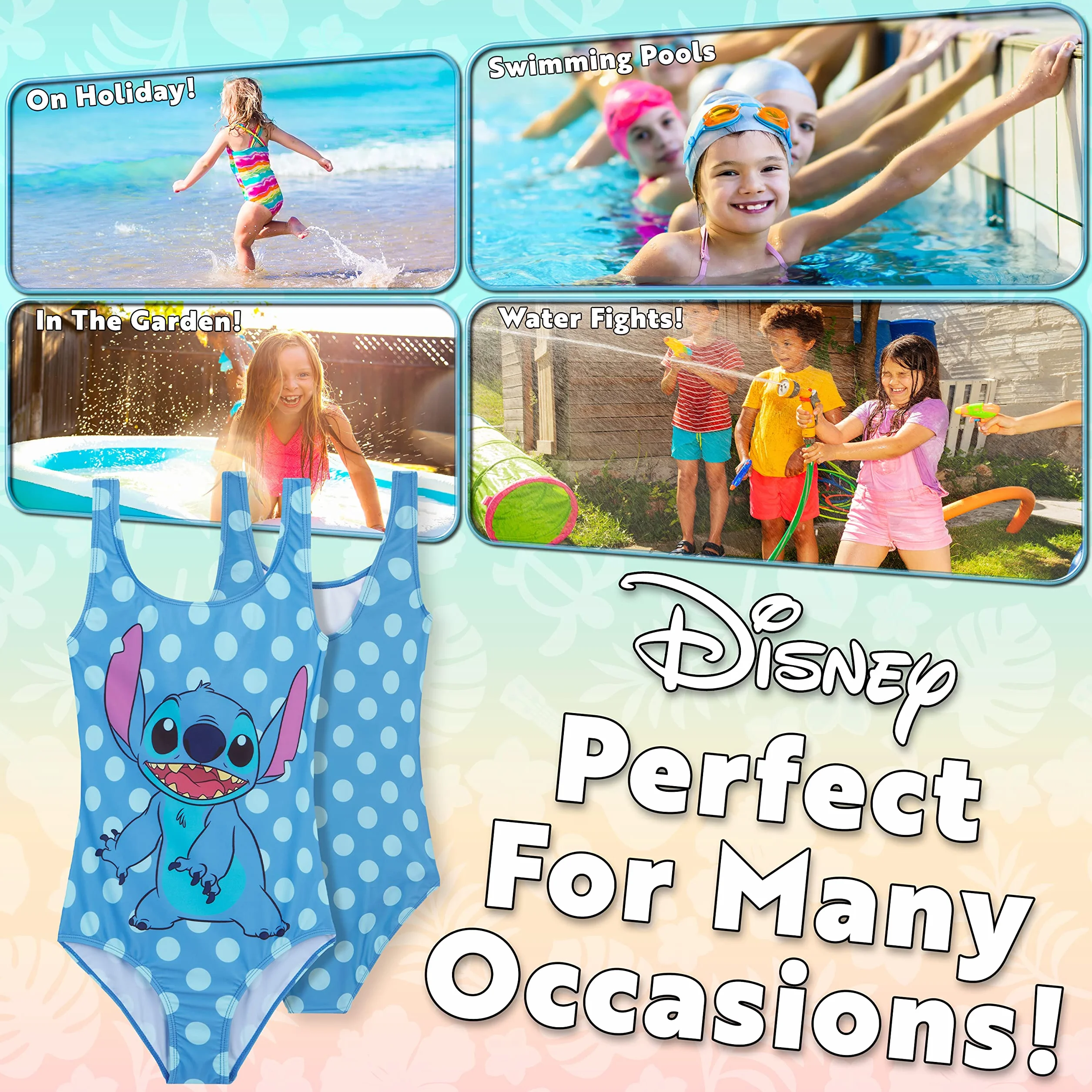 Strój kąpielowy Disney Stitch Girls Summer Holiday Essentials Minnie Mouse Frozen Ariel Maluchy Nastolatki Stroje kąpielowe dla dzieci 2-14 lat Jednoczęściowy strój kąpielowy Plaża Basen