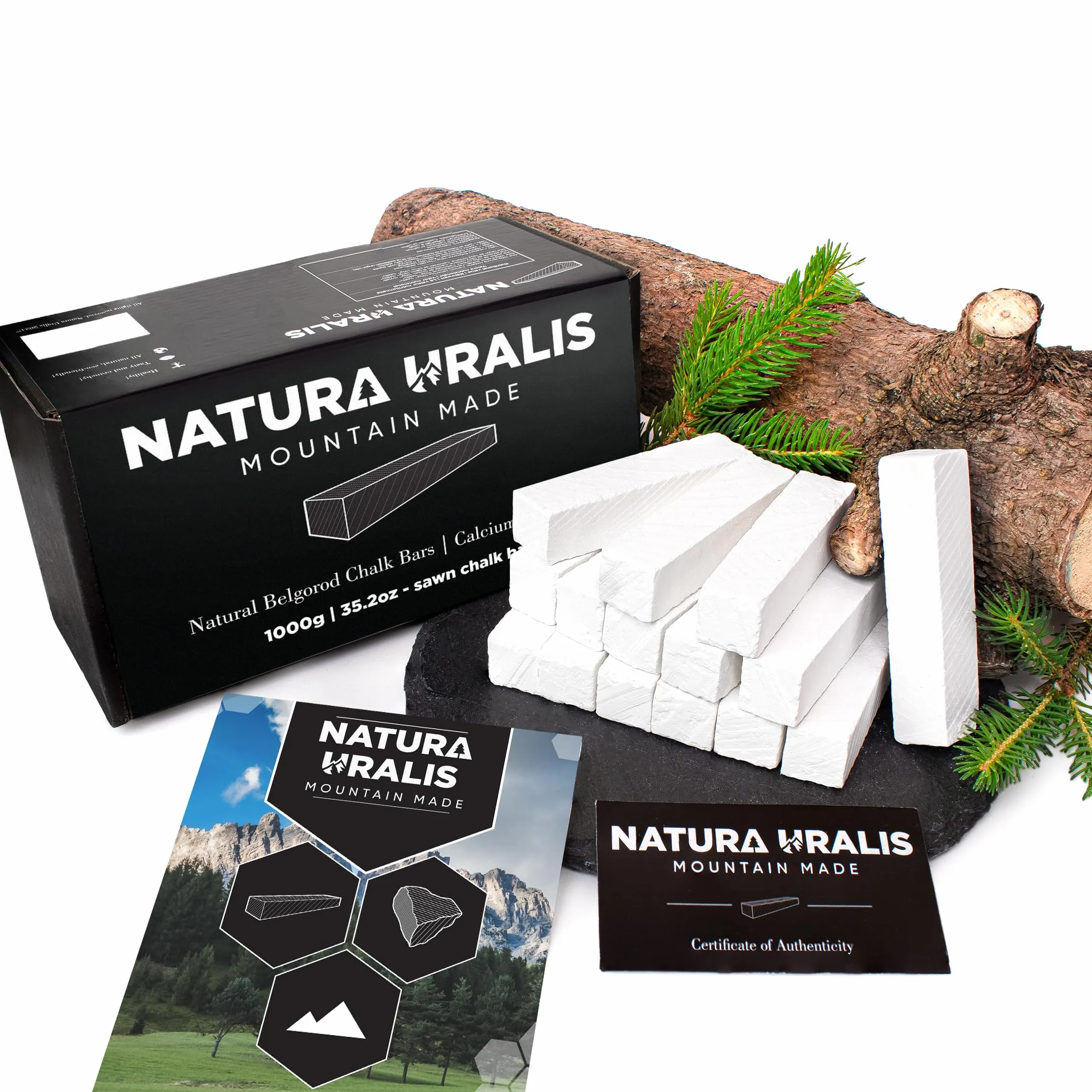 Natura Uralis Premium Belgorod Tynk Siekany | 1000g Białych Słupków Wapiennych - Niesamowity Chrzęst, Satysfakcjonująca Ziemista, Aksamitna i Solidna Tekstura, Sensacja ASMR