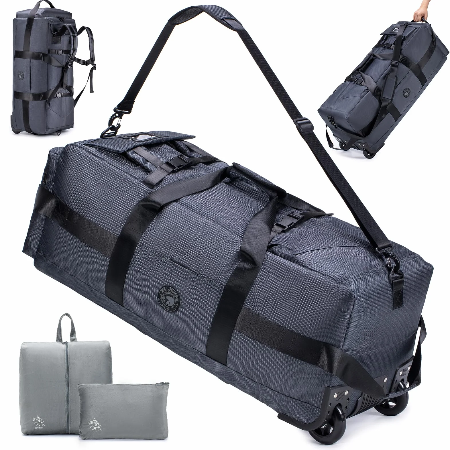 Torba Podróżna Na Kółkach Duża 85L 3 W 1 Torba Podręczna Z Organizerem Do Walizki 78x33x32cm Wodoodporny Plecak Podróżny Oxford 2 Rolls XL Plecak Walizka Z Uchwytami Do Podróży, Weekendów