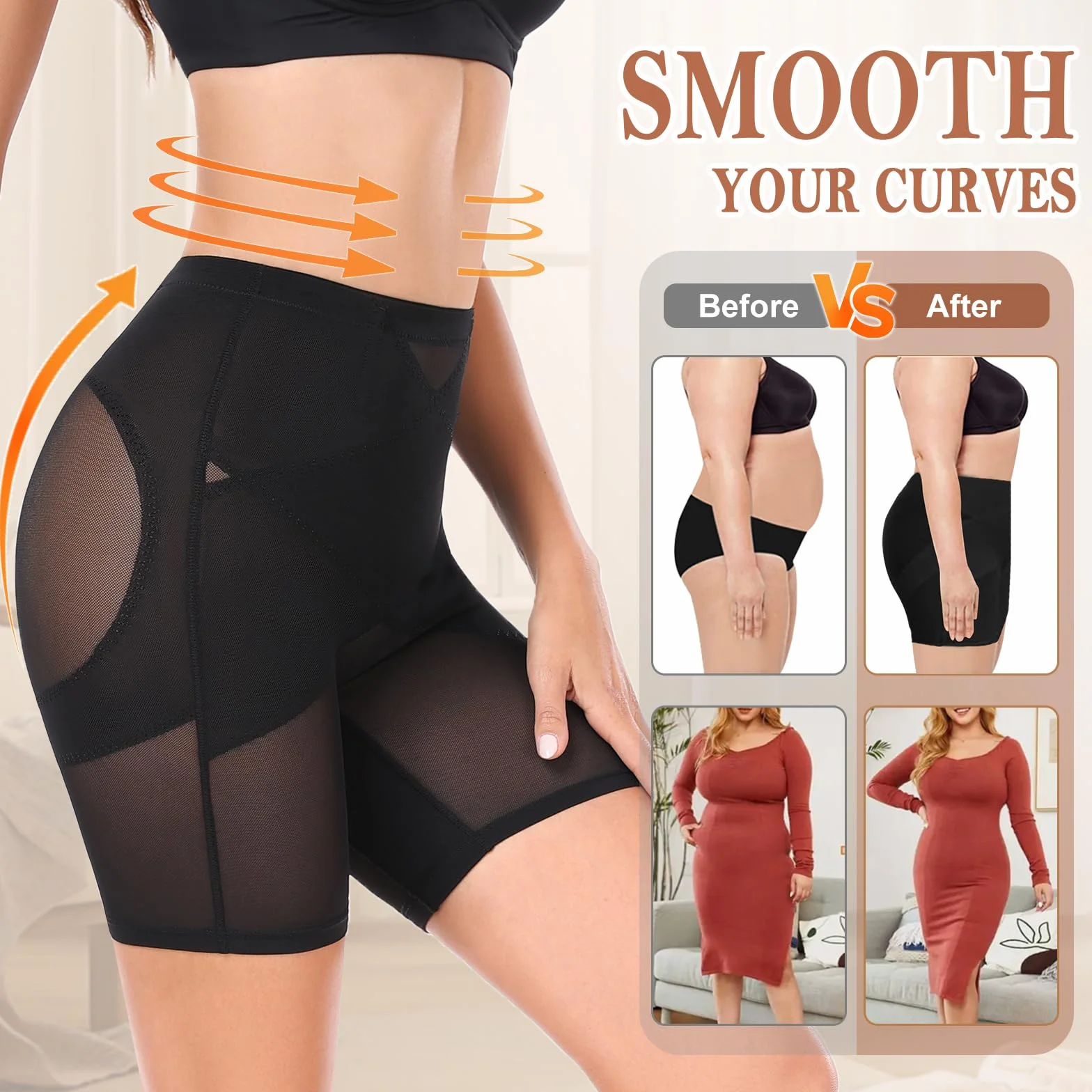 Tuopuda Majtki wyszczuplające brzuch, damskie spodnie modelujące figurę, bielizna modelująca sylwetkę, bielizna modelująca sylwetkę, bielizna modelująca z nogawkami, Tummy Control