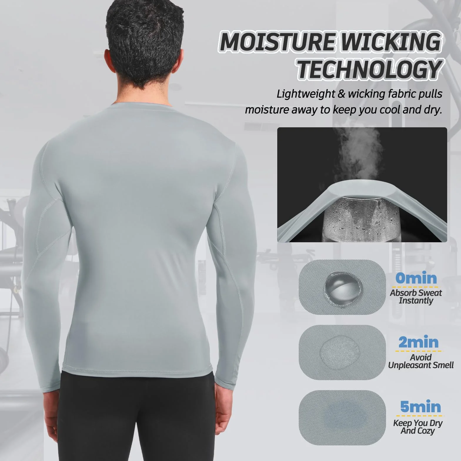 MEETWEE Rash Guard UPF50+ koszulka kompresyjna męska z długim rękawem, z krótkim rękawem, koszulka funkcyjna, odporna na promieniowanie UV, do pływania, surfowania, szybkoschnąca, oddychająca