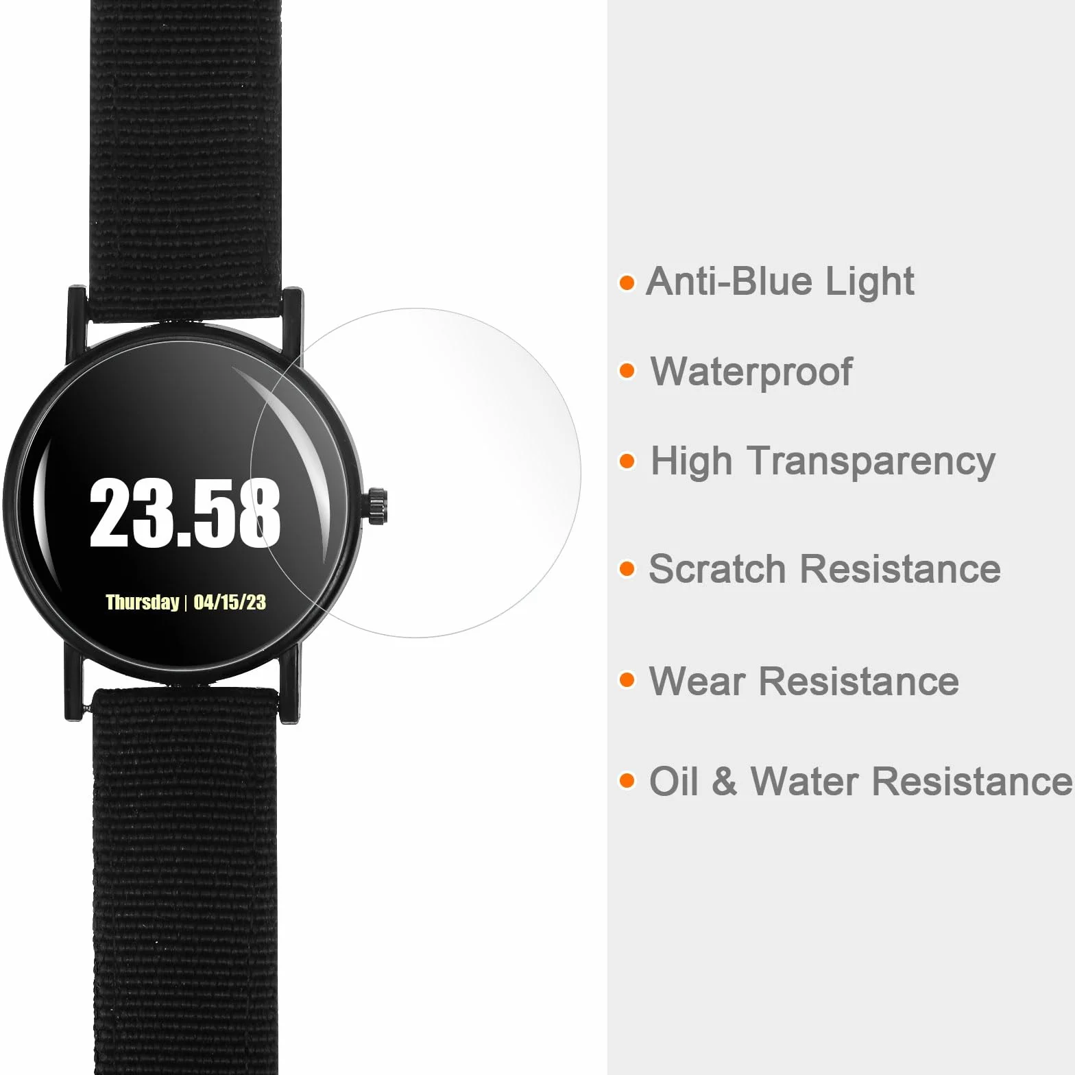 QUARKZMAN 5 sztuk folii ochronnych dla zegarków smartwatchowych, 30 mm, odpornej na niebieskie światło, TPU, wodoodpornych, uniwersalnych, okrągłych, na wyświetlacz
