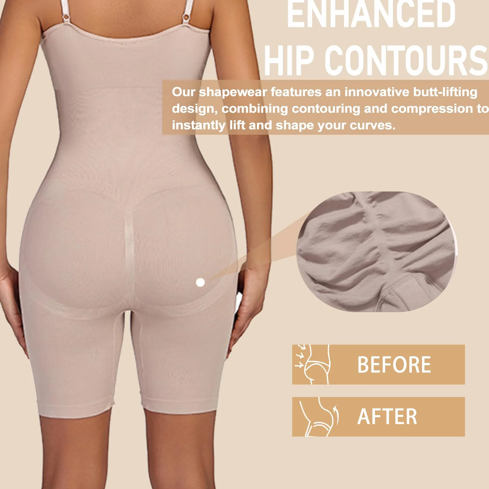 Merlvida Shapewear Damski Kombinezon Całkowity Mocno Modelujący Wyszczuplający Brzuch Bezszwowy Body Modelujące z Regulowanymi Ramiączkami