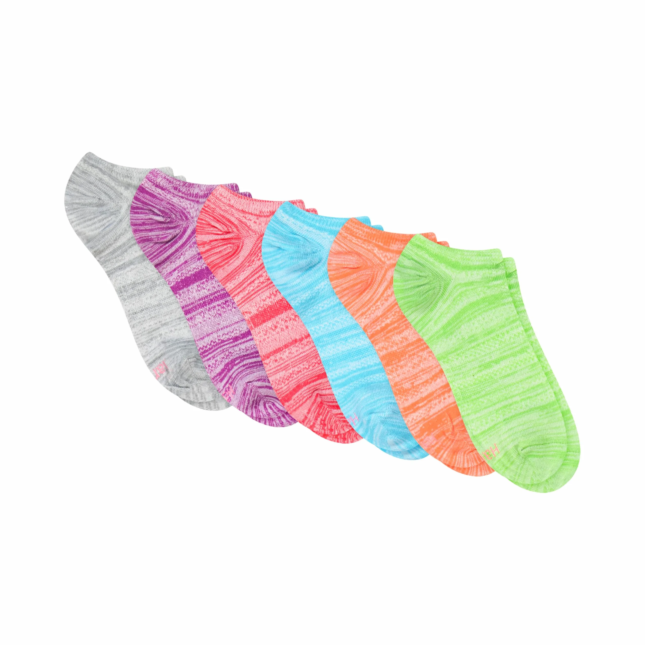 Hanes Women's Lightweight Breathable Super No Show Socks 6 par, różowy/szary akcentujący design, rozmiar buta: 5-9, Różowy/szary akcent