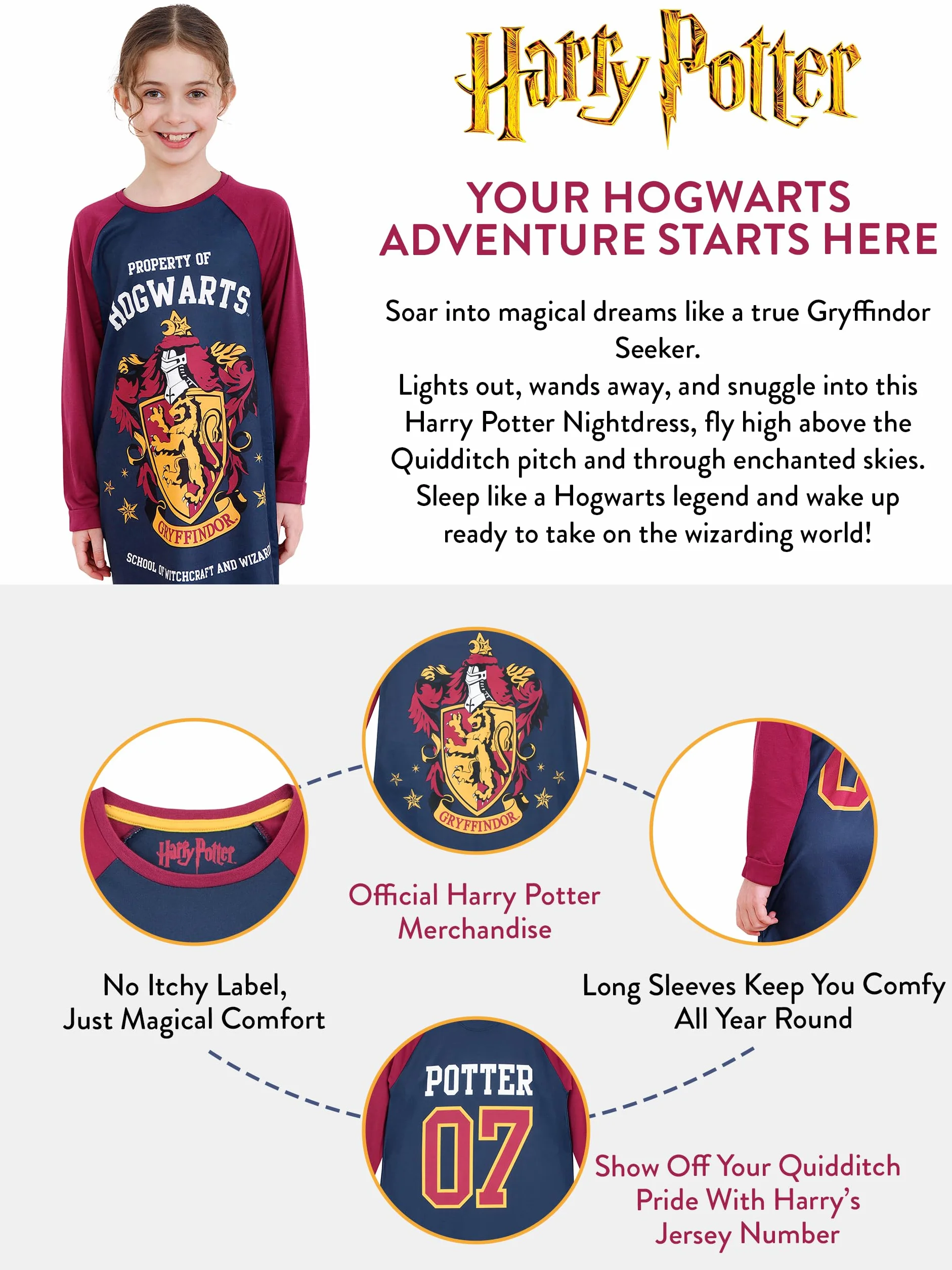 Harry Potter Dziewczyny Koszula Nocna Hogwarts