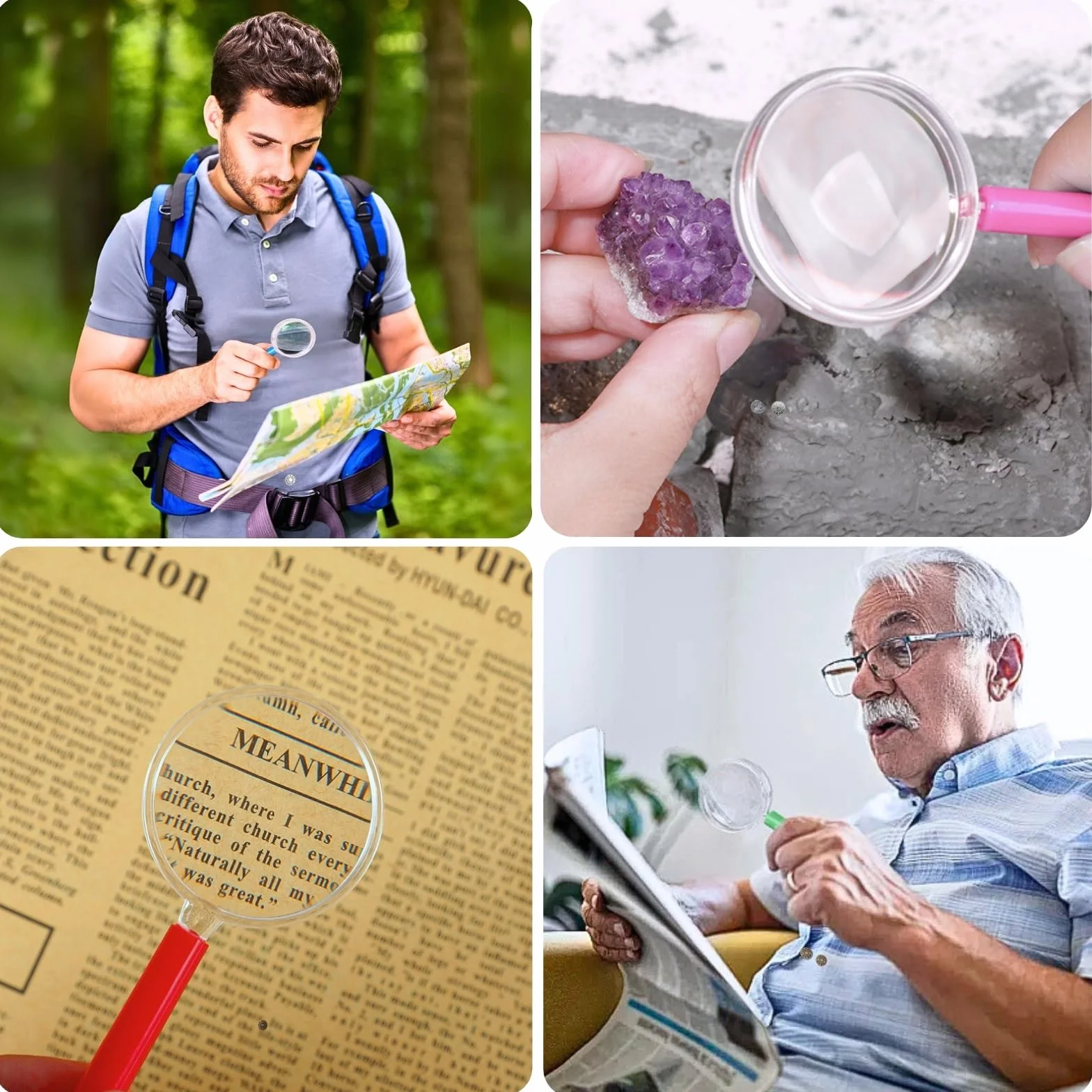 KEYRI 9 sztuk szkło powiększające dla dzieci, lupa do czytania przenośna plastikowa lupa mini ręczna lupa do czytania książek obserwacja hobby inspekcja dom szkoła (9)