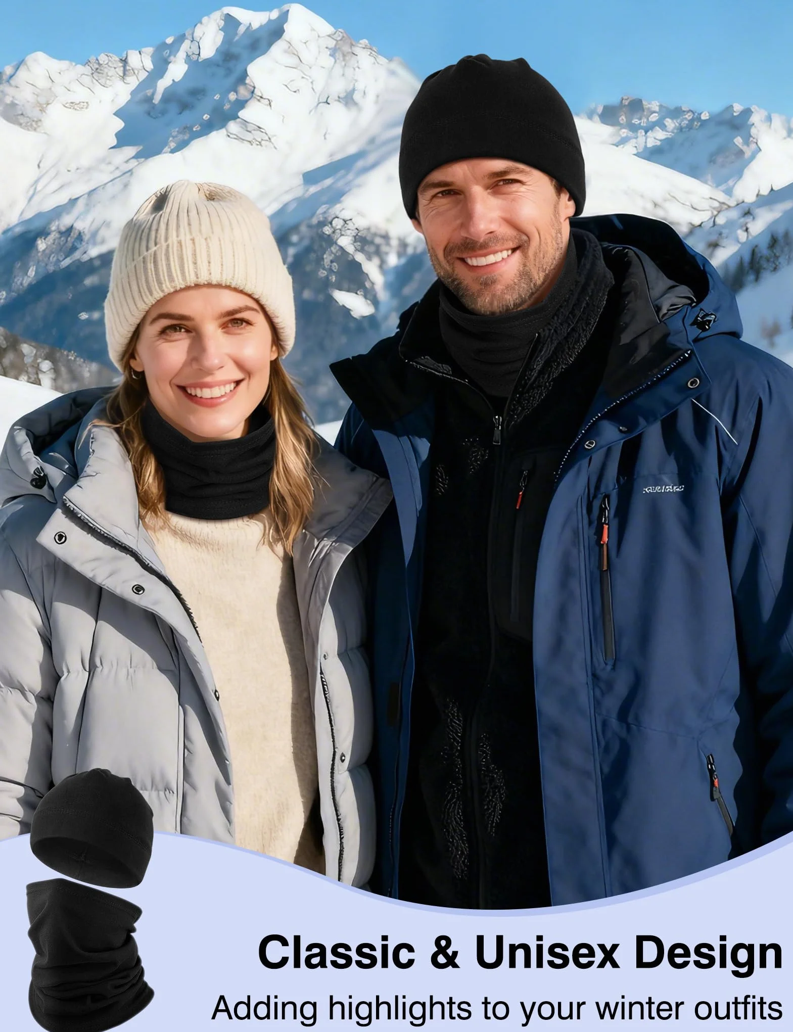 Kiiwah Beanie czapka i szal dla mężczyzn i kobiet, uniseks, ciepła czapka zimowa, szalik, chusta wielofunkcyjna na zimę, do uprawiania sportu, jazdy na nartach, biegania, motocyklu, jazdy na rowerze